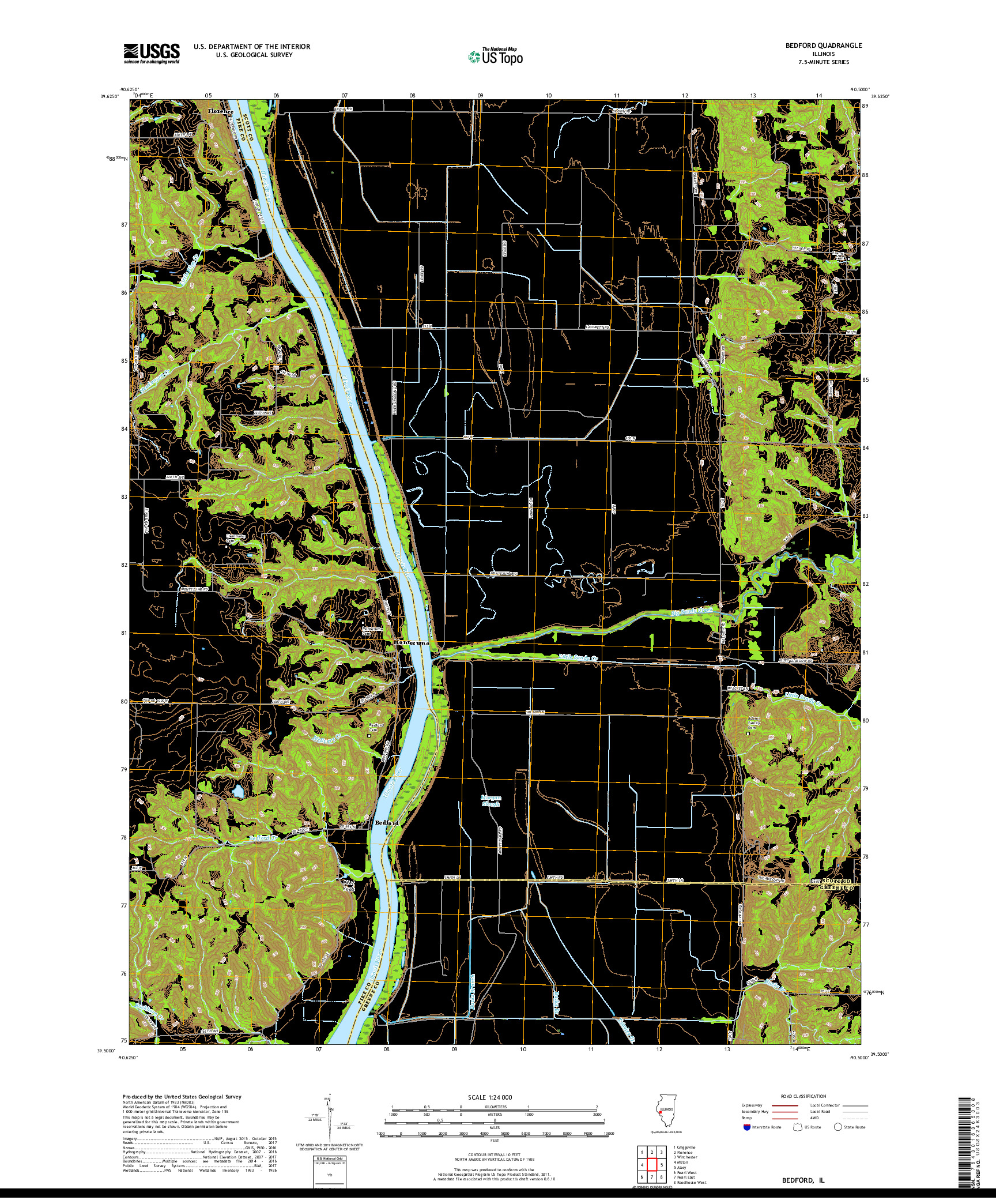 USGS US TOPO 7.5-MINUTE MAP FOR BEDFORD, IL 2018