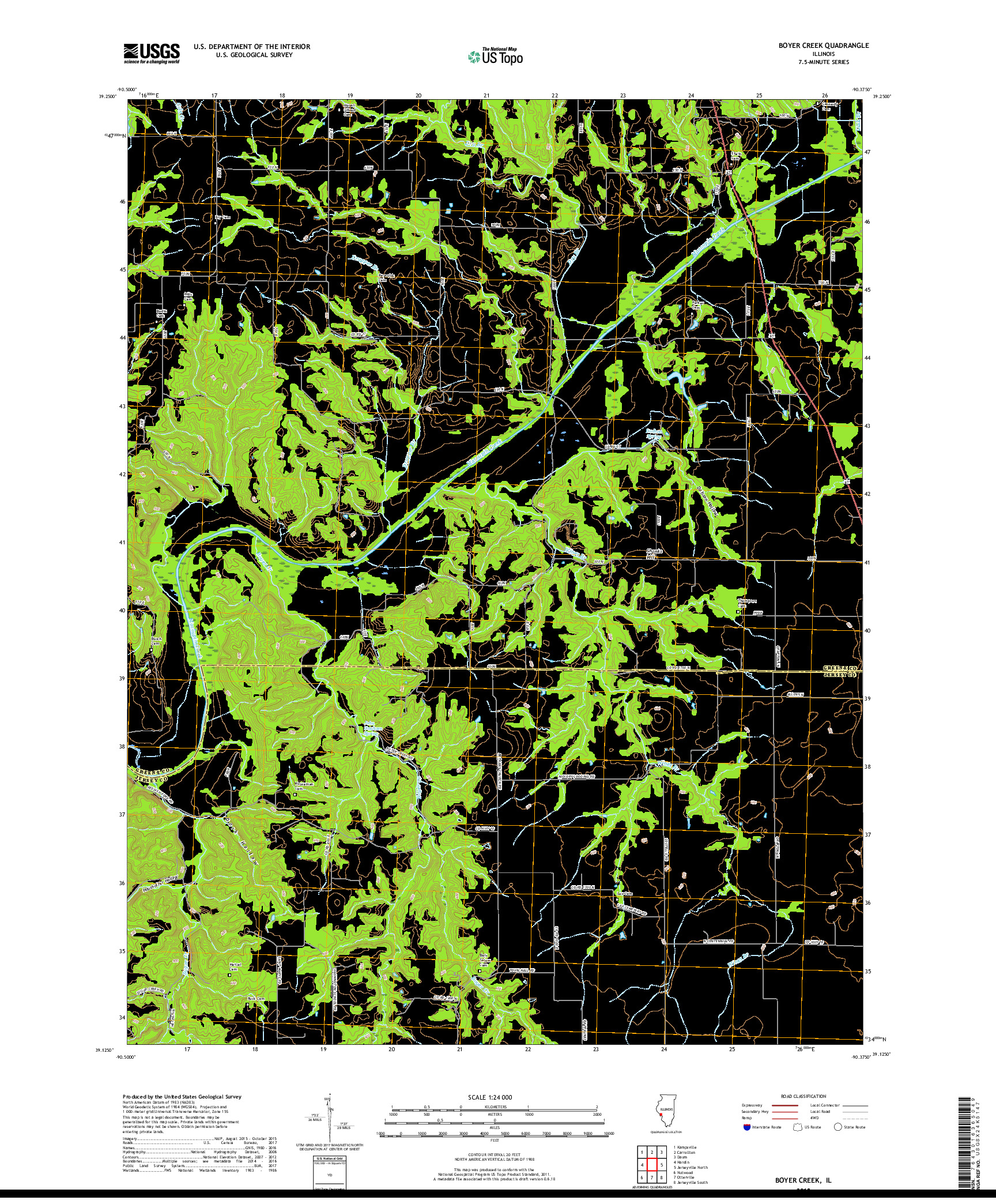 USGS US TOPO 7.5-MINUTE MAP FOR BOYER CREEK, IL 2018