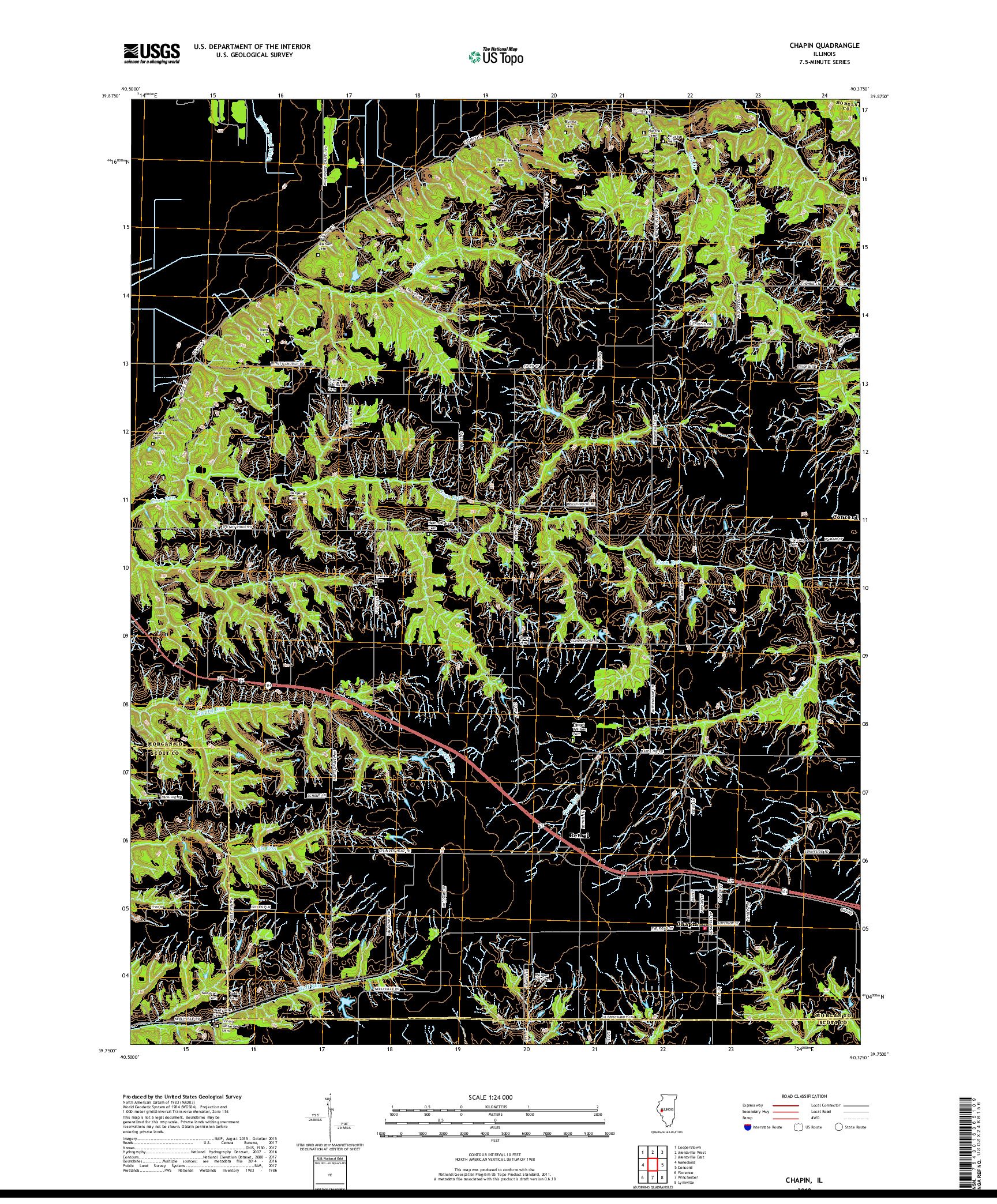 USGS US TOPO 7.5-MINUTE MAP FOR CHAPIN, IL 2018