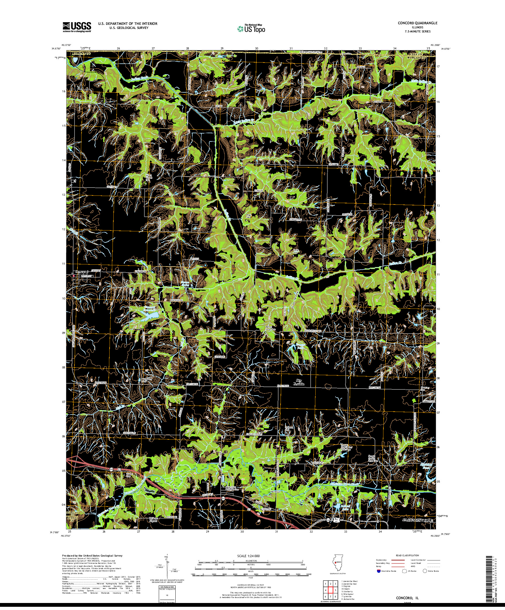 USGS US TOPO 7.5-MINUTE MAP FOR CONCORD, IL 2018