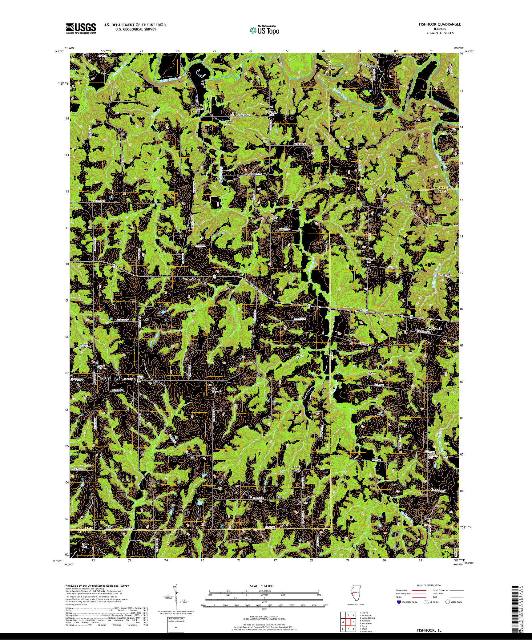 USGS US TOPO 7.5-MINUTE MAP FOR FISHHOOK, IL 2018