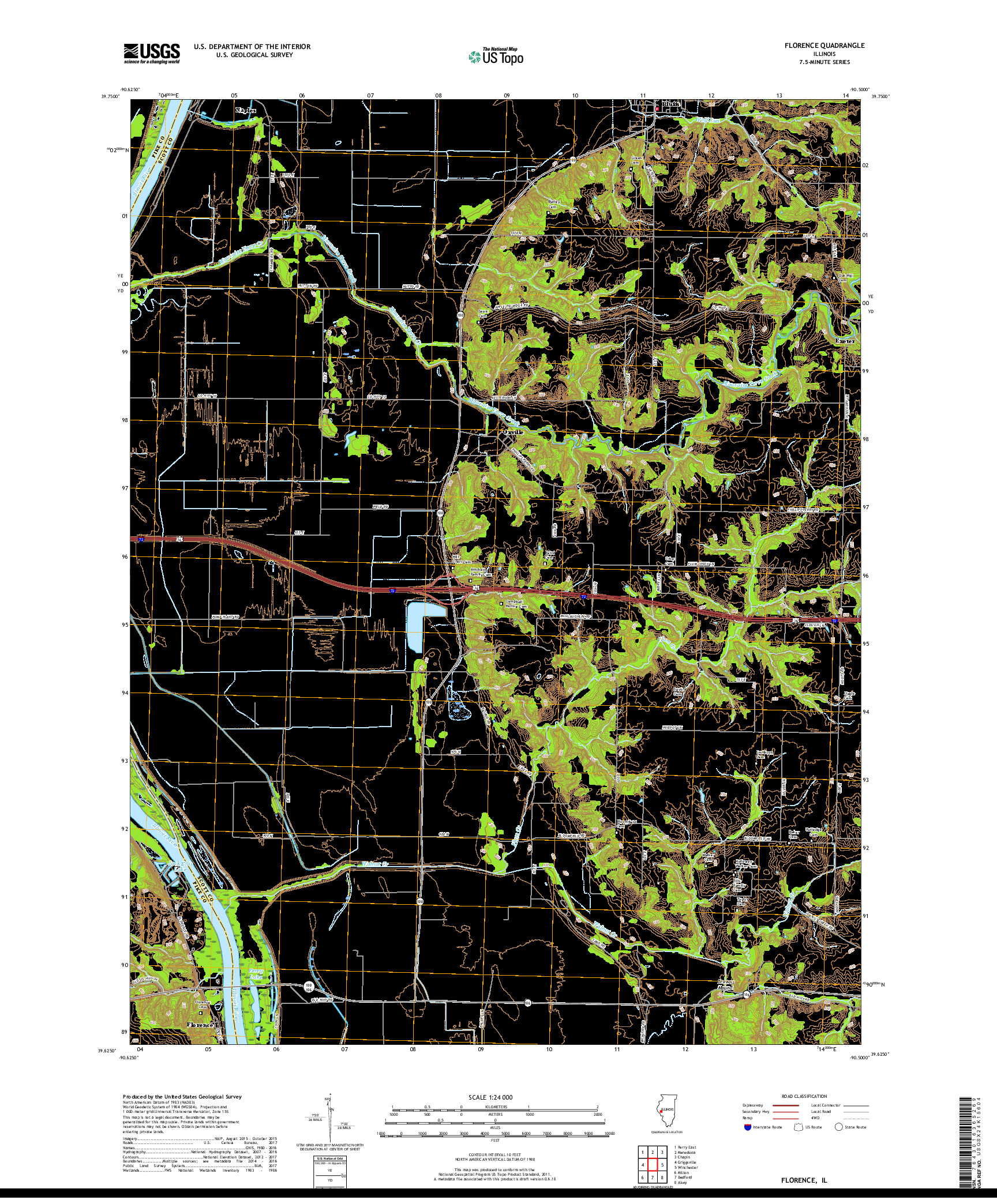 USGS US TOPO 7.5-MINUTE MAP FOR FLORENCE, IL 2018