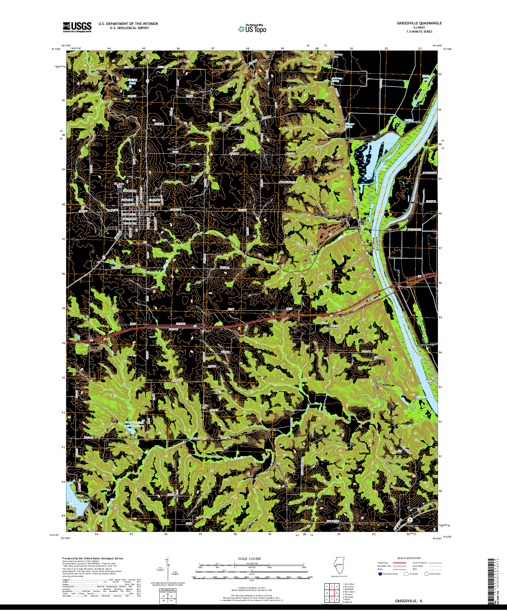 USGS US TOPO 7.5-MINUTE MAP FOR GRIGGSVILLE, IL 2018