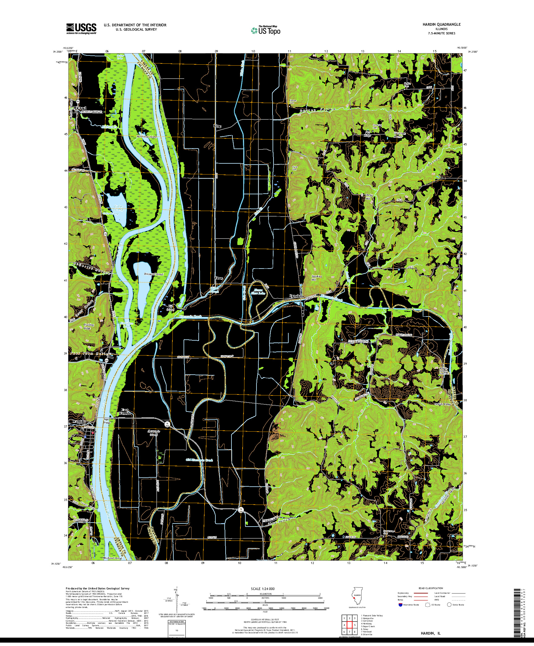 USGS US TOPO 7.5-MINUTE MAP FOR HARDIN, IL 2018