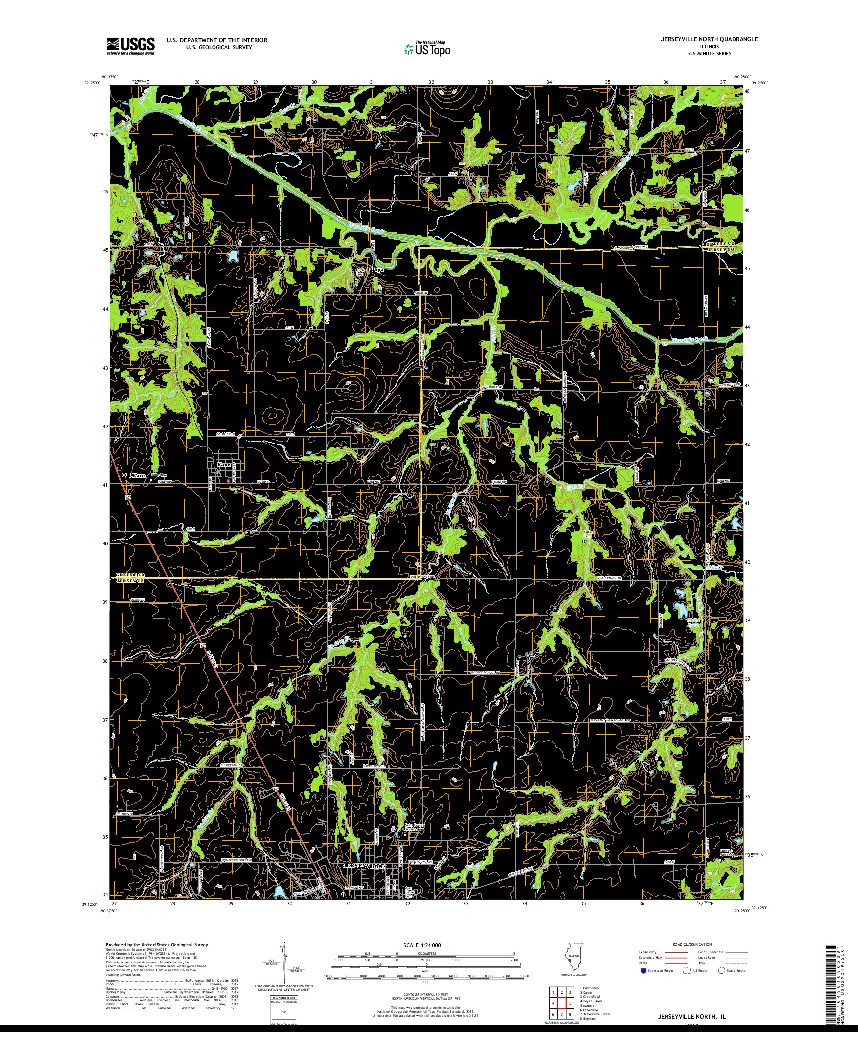 USGS US TOPO 7.5-MINUTE MAP FOR JERSEYVILLE NORTH, IL 2018