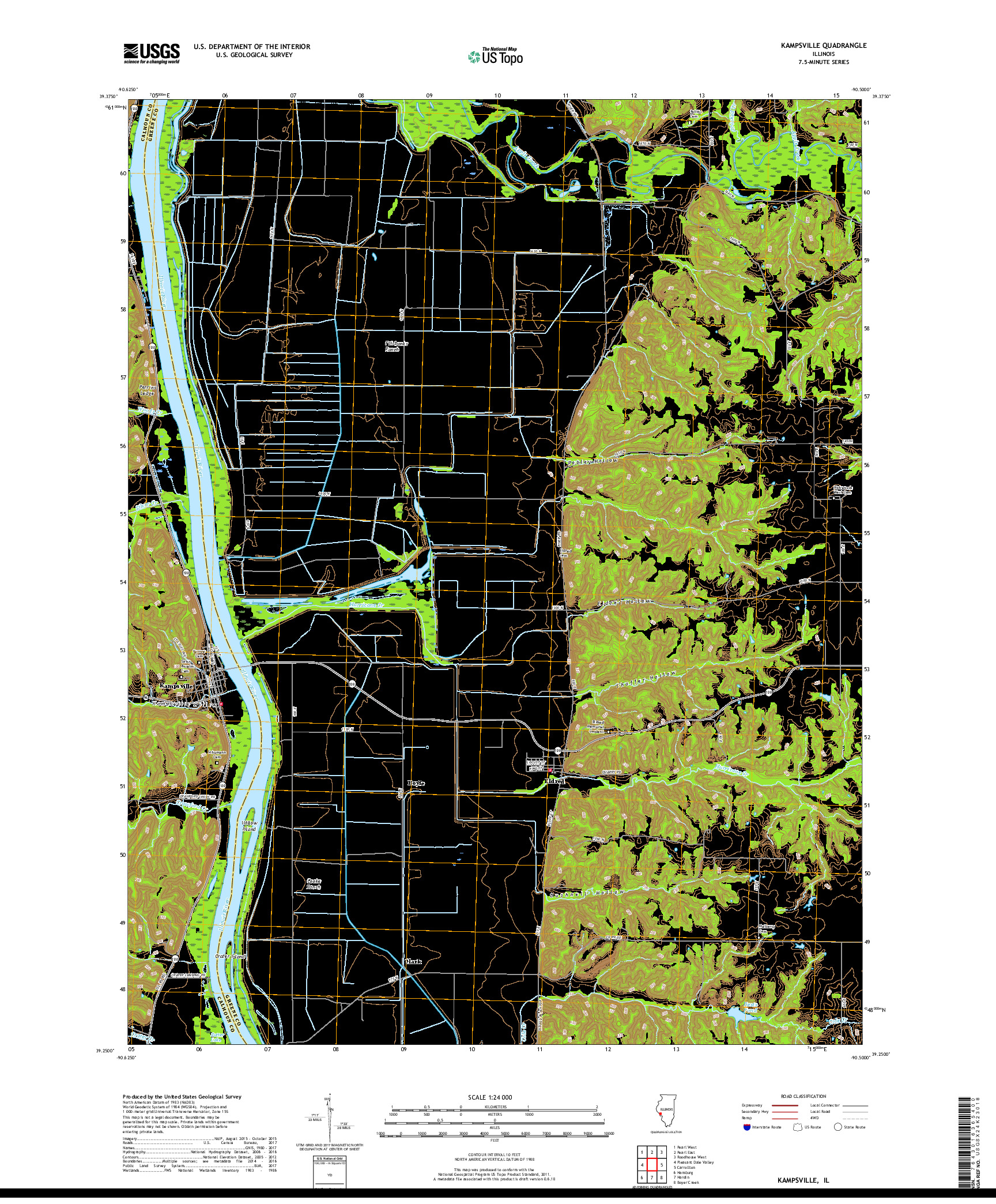USGS US TOPO 7.5-MINUTE MAP FOR KAMPSVILLE, IL 2018