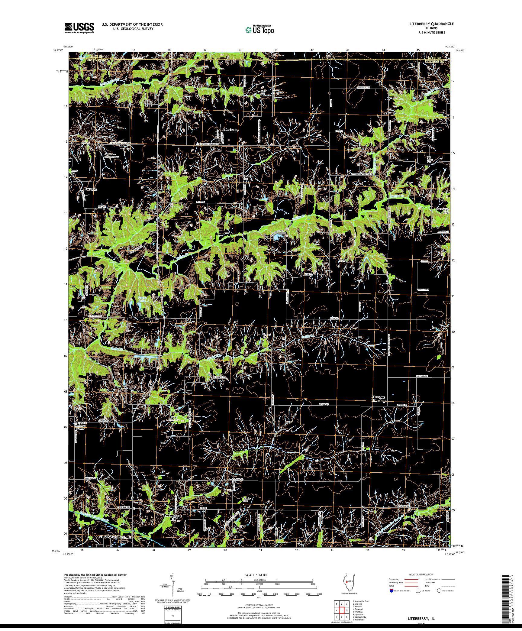 USGS US TOPO 7.5-MINUTE MAP FOR LITERBERRY, IL 2018