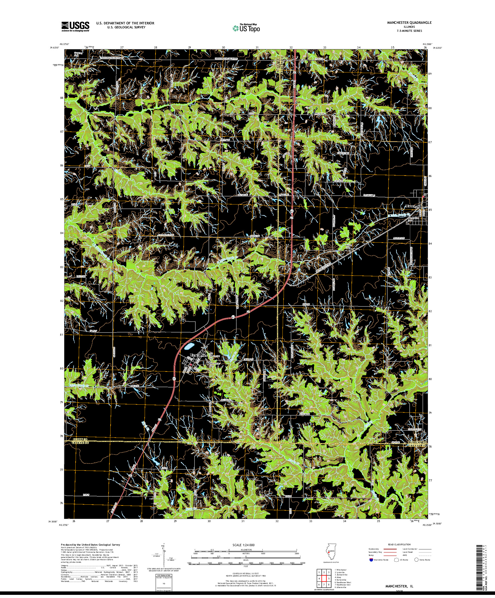 USGS US TOPO 7.5-MINUTE MAP FOR MANCHESTER, IL 2018