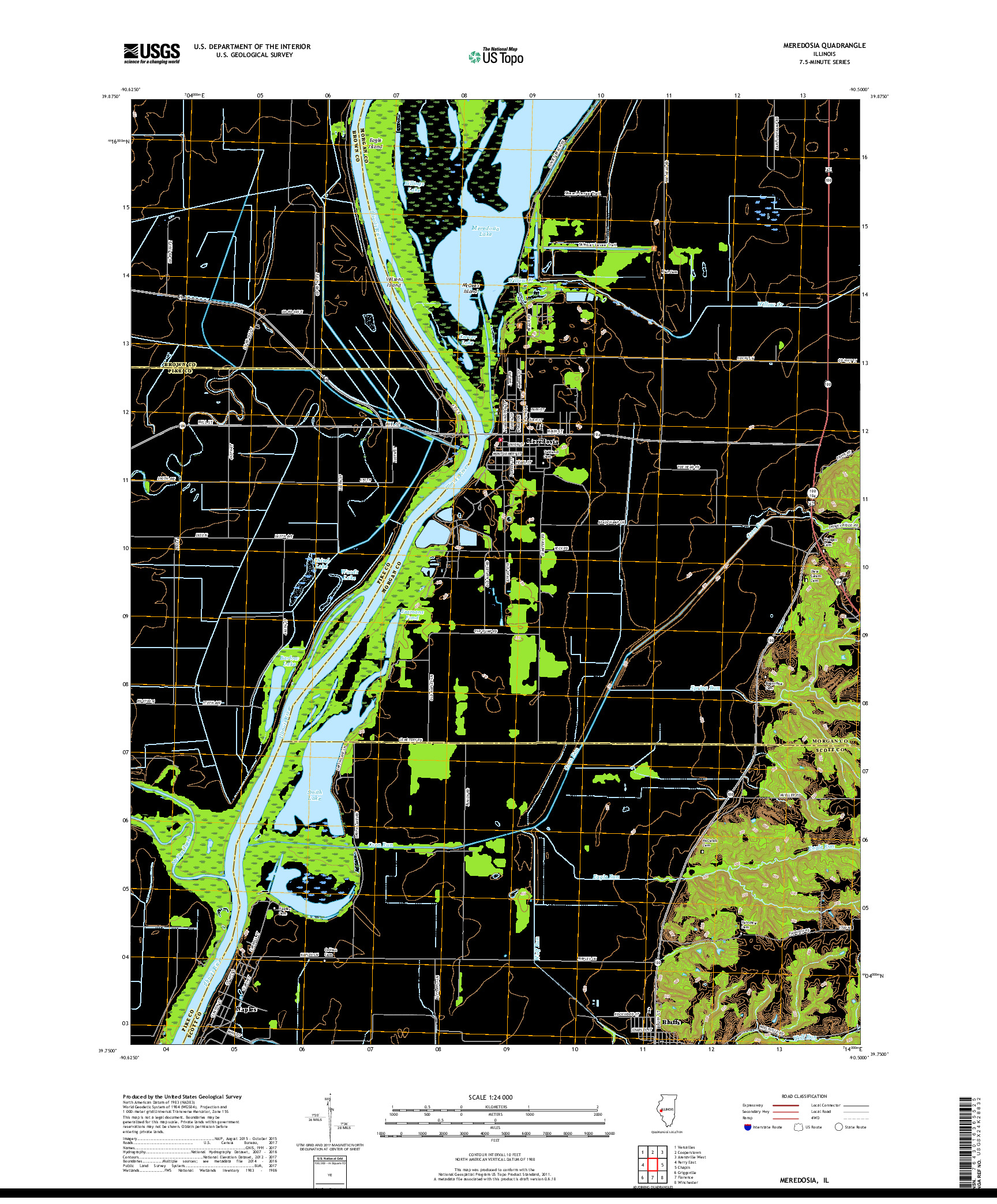 USGS US TOPO 7.5-MINUTE MAP FOR MEREDOSIA, IL 2018