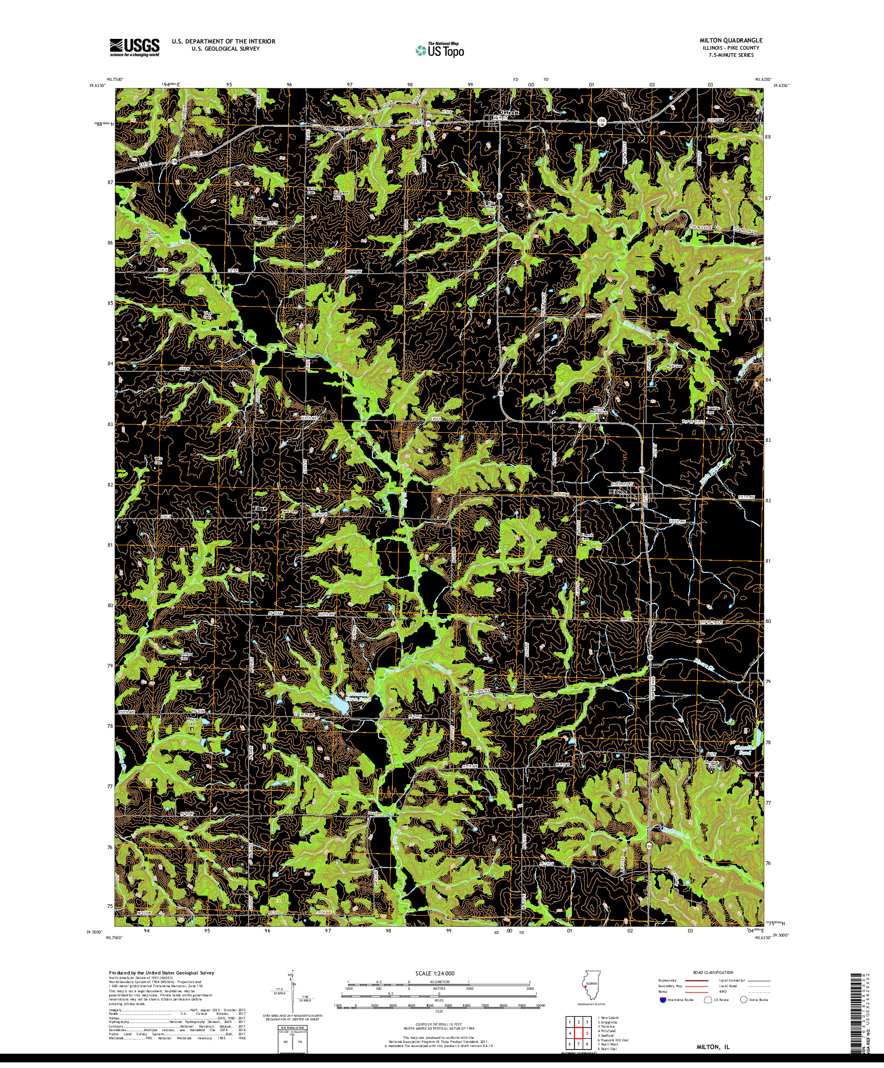 USGS US TOPO 7.5-MINUTE MAP FOR MILTON, IL 2018