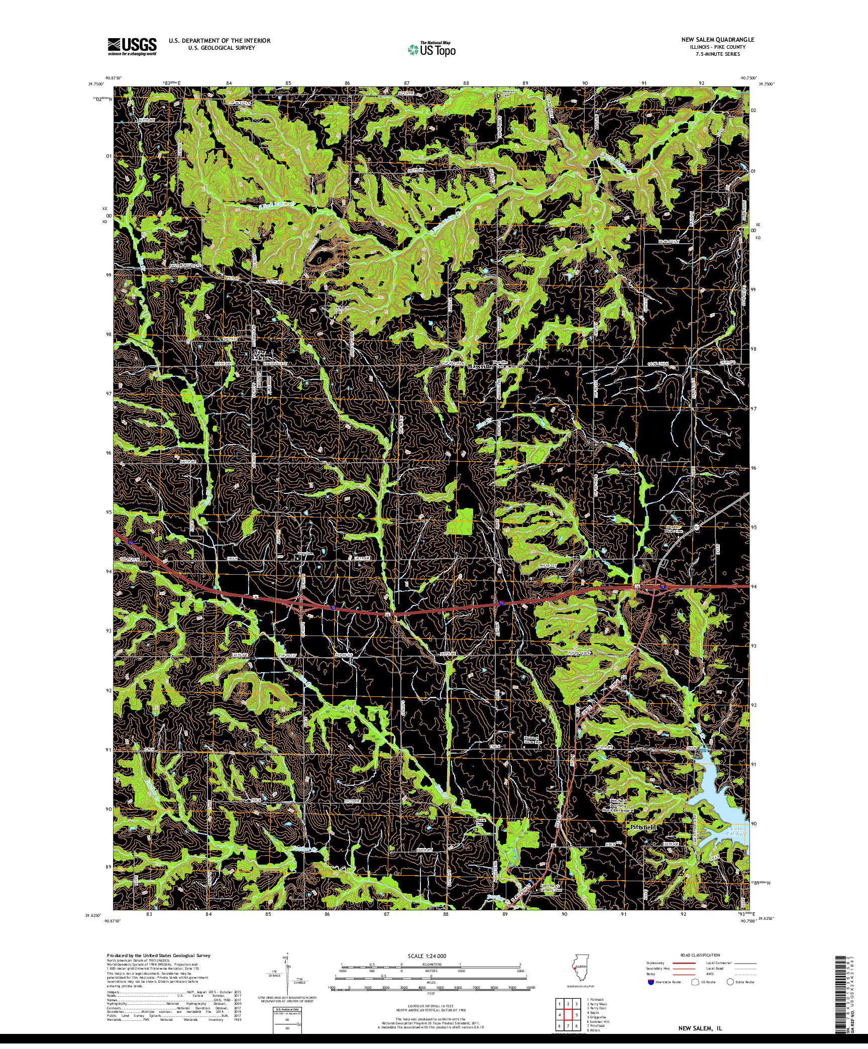 USGS US TOPO 7.5-MINUTE MAP FOR NEW SALEM, IL 2018