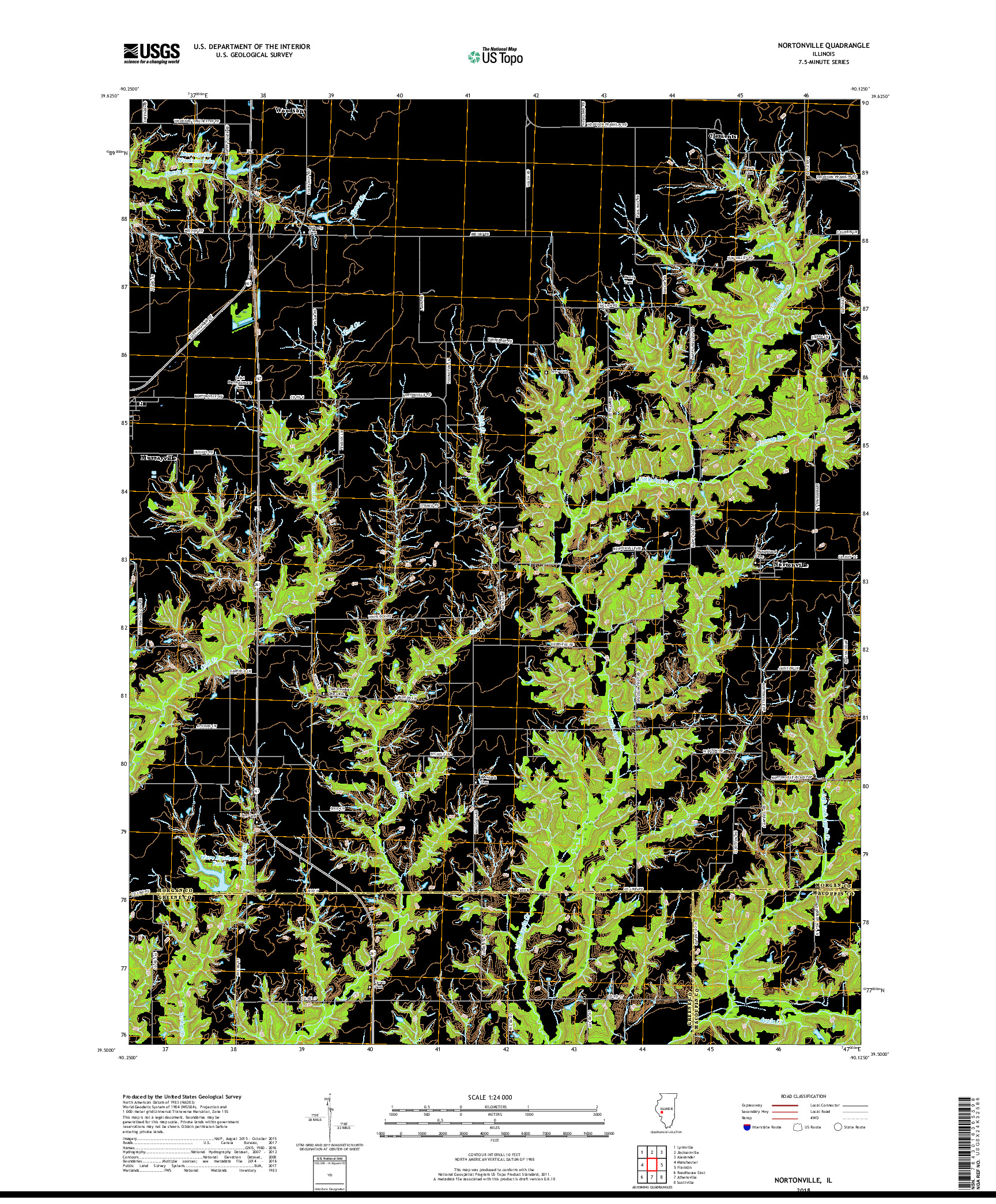 USGS US TOPO 7.5-MINUTE MAP FOR NORTONVILLE, IL 2018