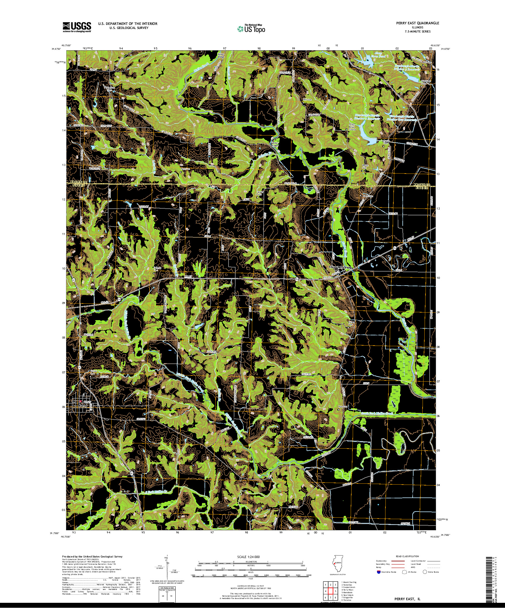 USGS US TOPO 7.5-MINUTE MAP FOR PERRY EAST, IL 2018