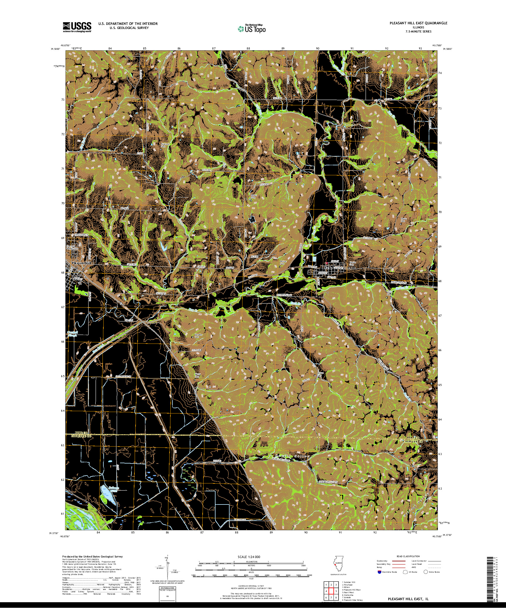 USGS US TOPO 7.5-MINUTE MAP FOR PLEASANT HILL EAST, IL 2018