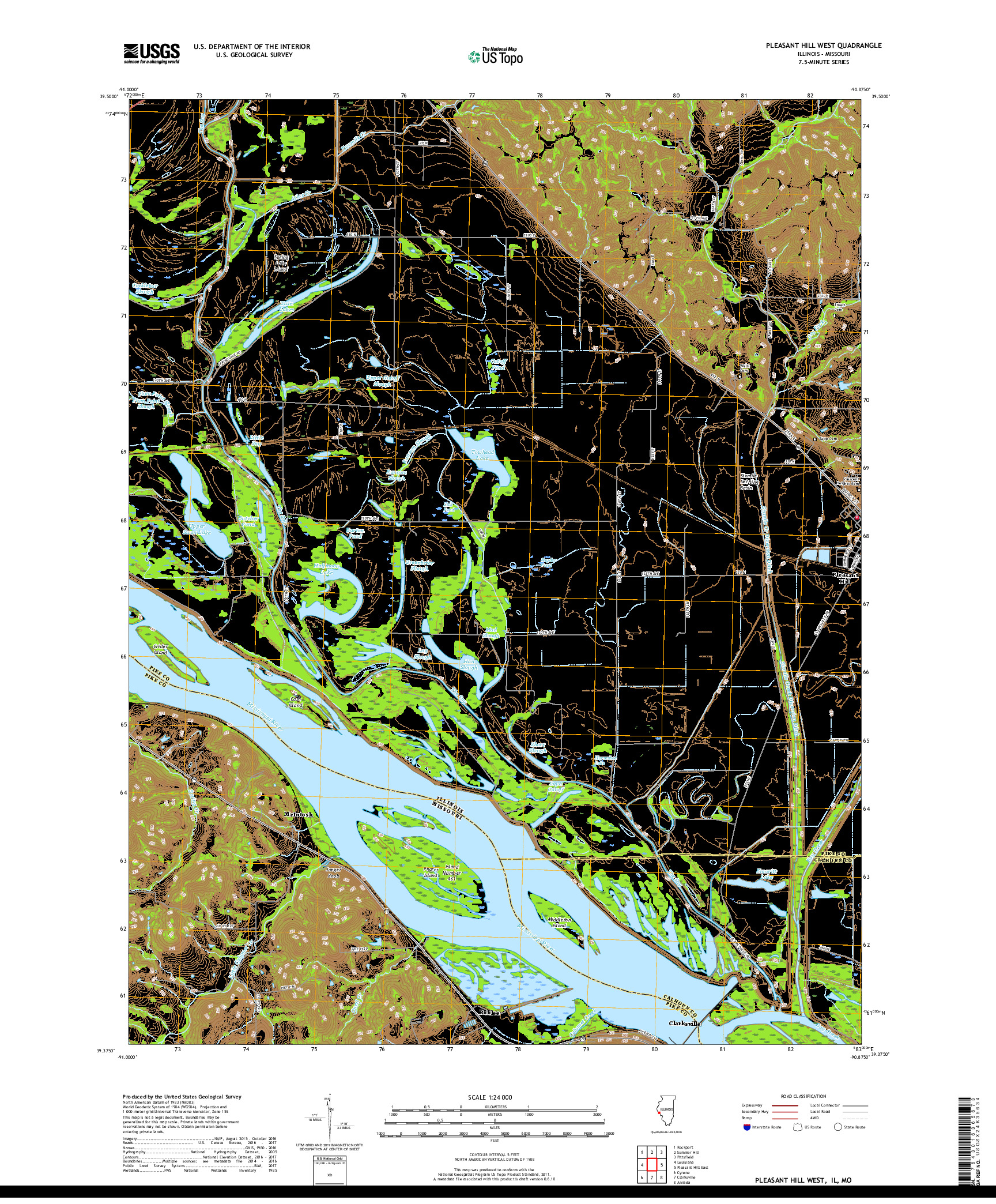 USGS US TOPO 7.5-MINUTE MAP FOR PLEASANT HILL WEST, IL,MO 2018