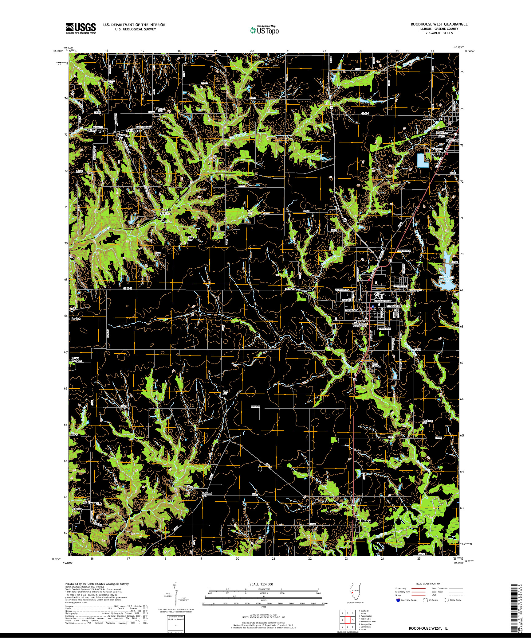 USGS US TOPO 7.5-MINUTE MAP FOR ROODHOUSE WEST, IL 2018