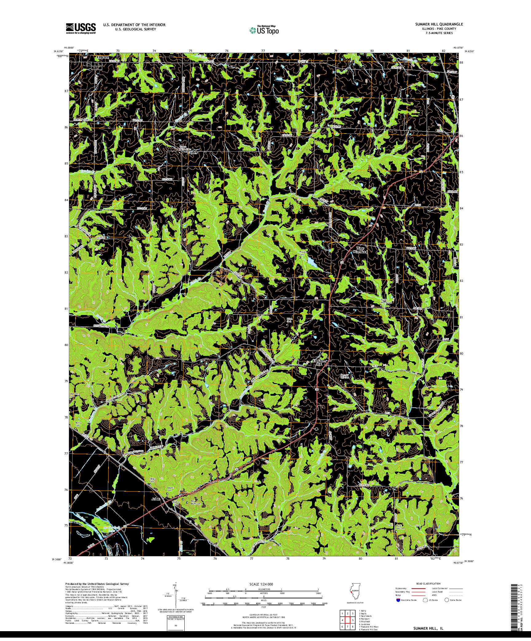 USGS US TOPO 7.5-MINUTE MAP FOR SUMMER HILL, IL 2018