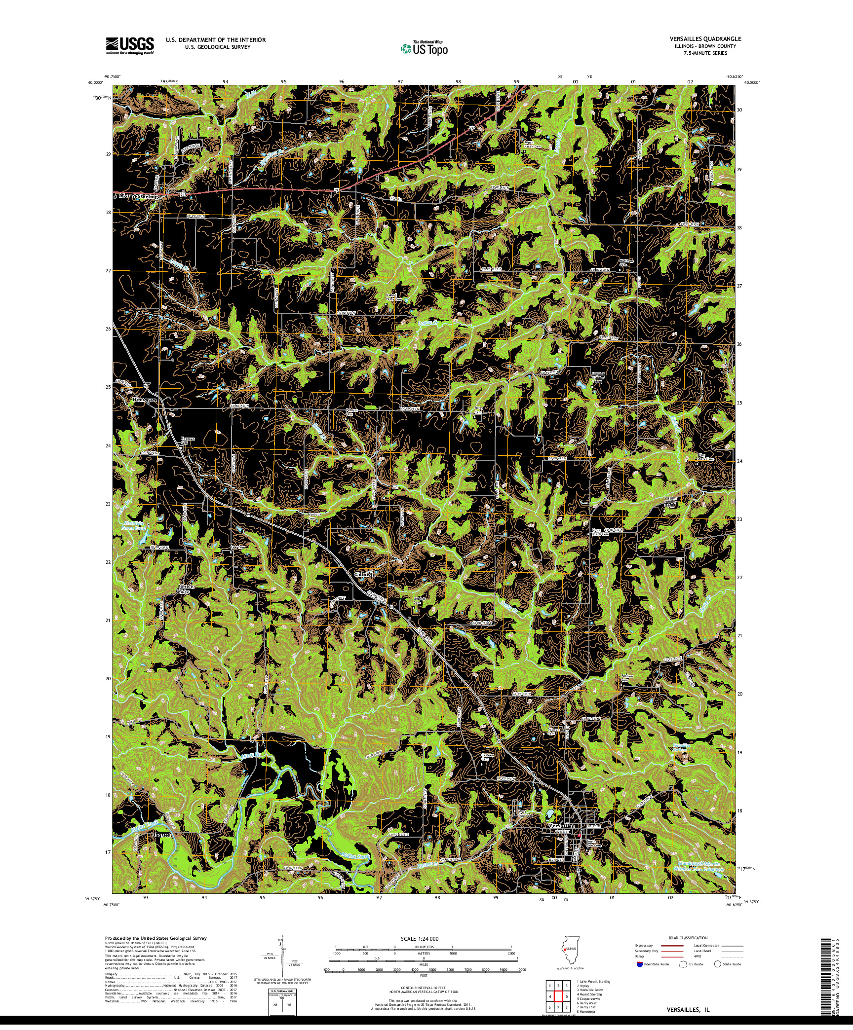 USGS US TOPO 7.5-MINUTE MAP FOR VERSAILLES, IL 2018