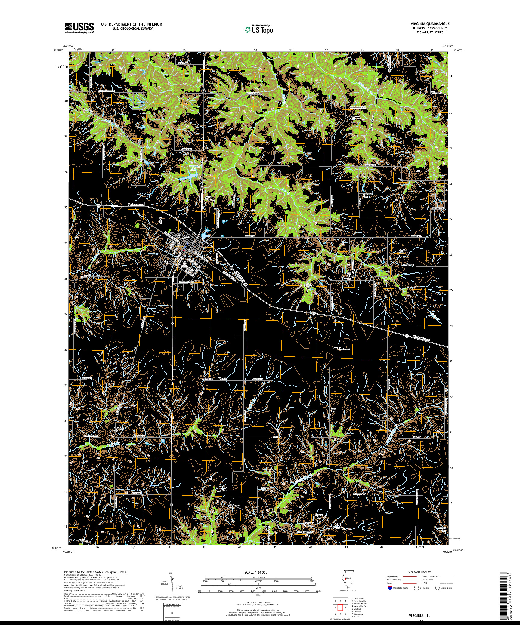 USGS US TOPO 7.5-MINUTE MAP FOR VIRGINIA, IL 2018