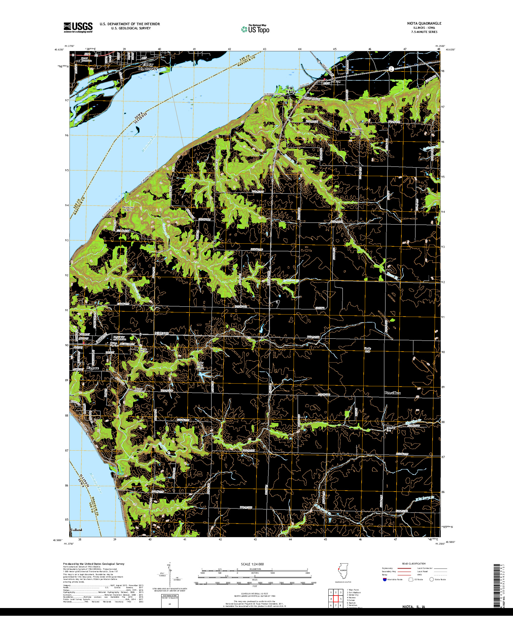 USGS US TOPO 7.5-MINUTE MAP FOR NIOTA, IL,IA 2018