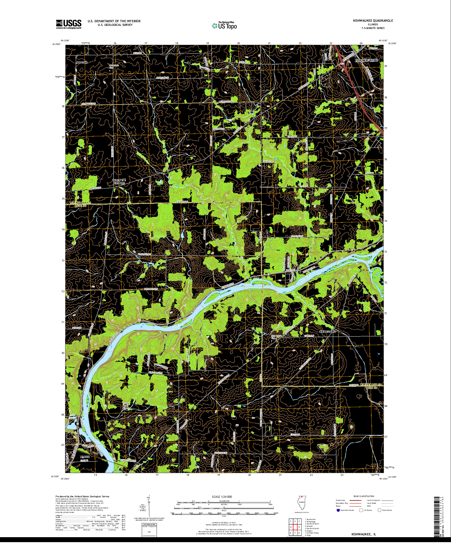 USGS US TOPO 7.5-MINUTE MAP FOR KISHWAUKEE, IL 2018