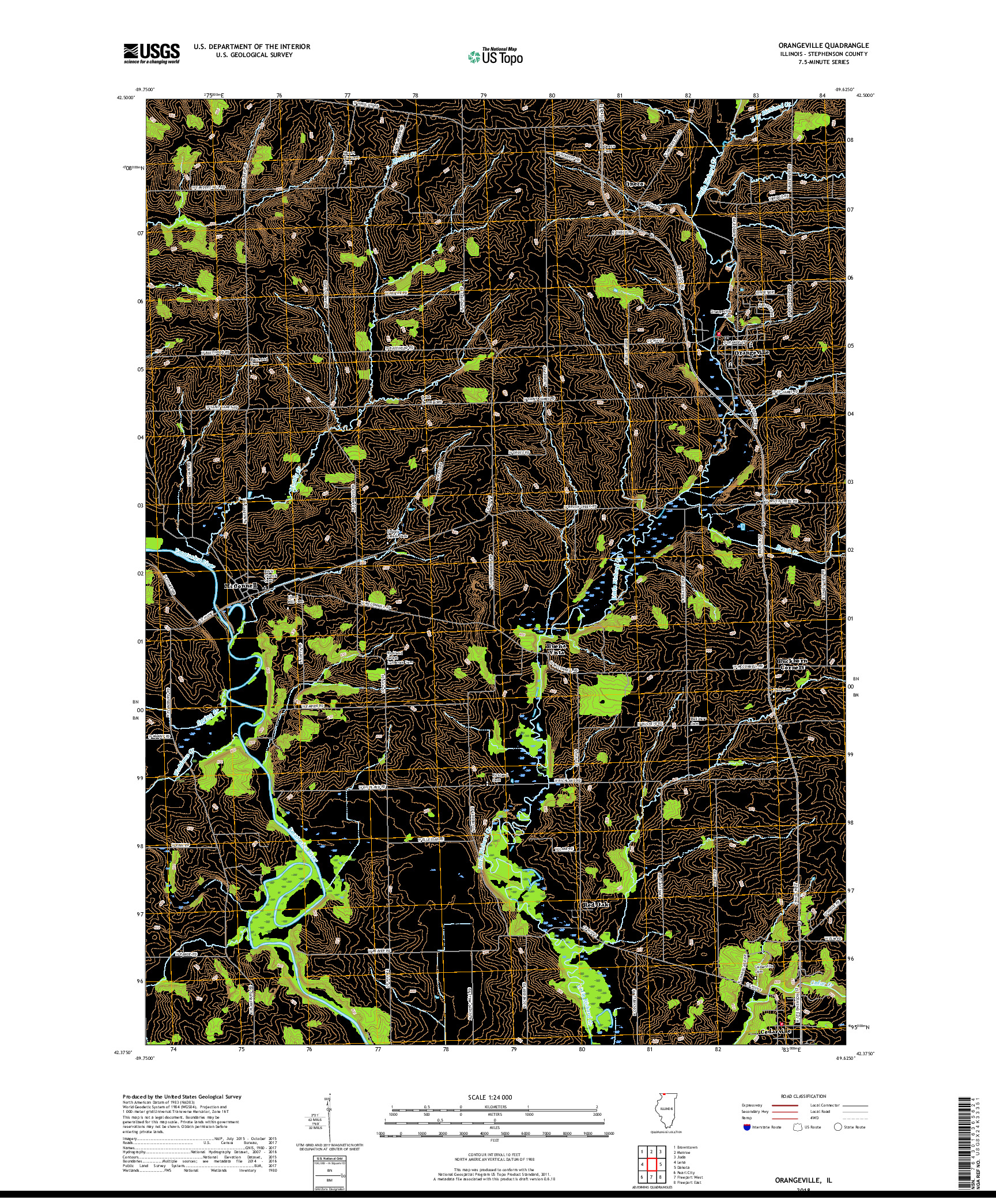 USGS US TOPO 7.5-MINUTE MAP FOR ORANGEVILLE, IL 2018