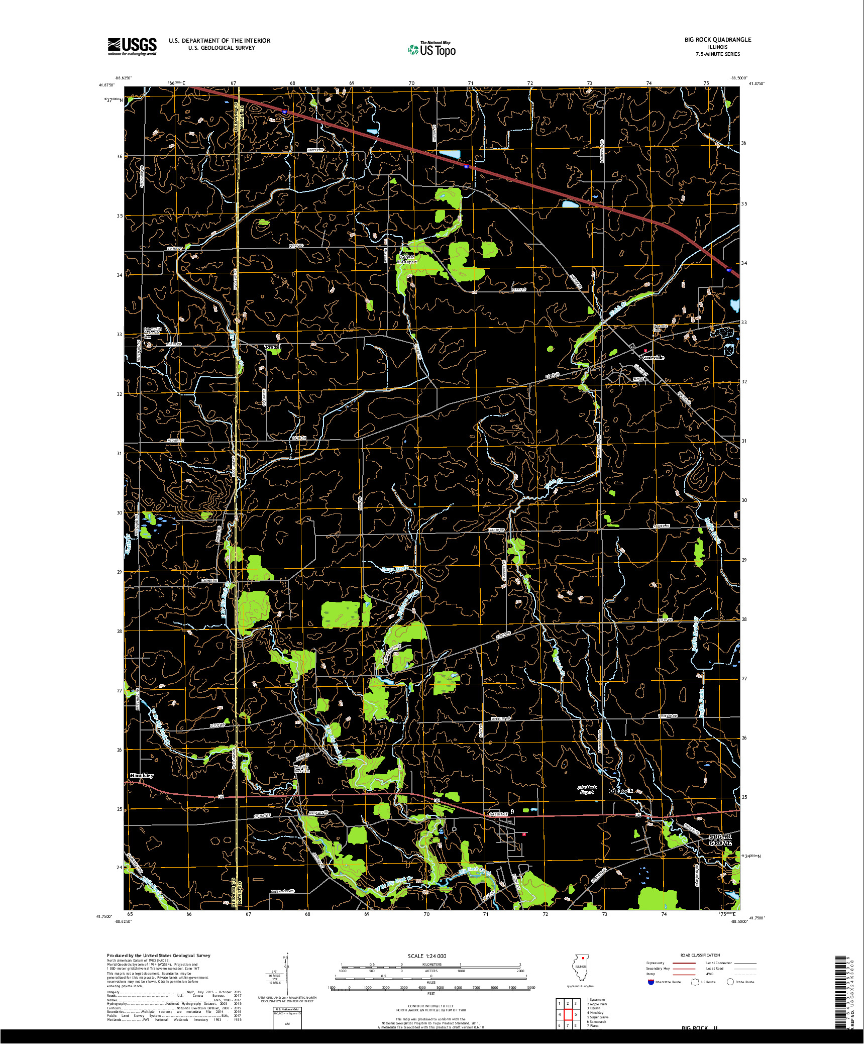 USGS US TOPO 7.5-MINUTE MAP FOR BIG ROCK, IL 2018