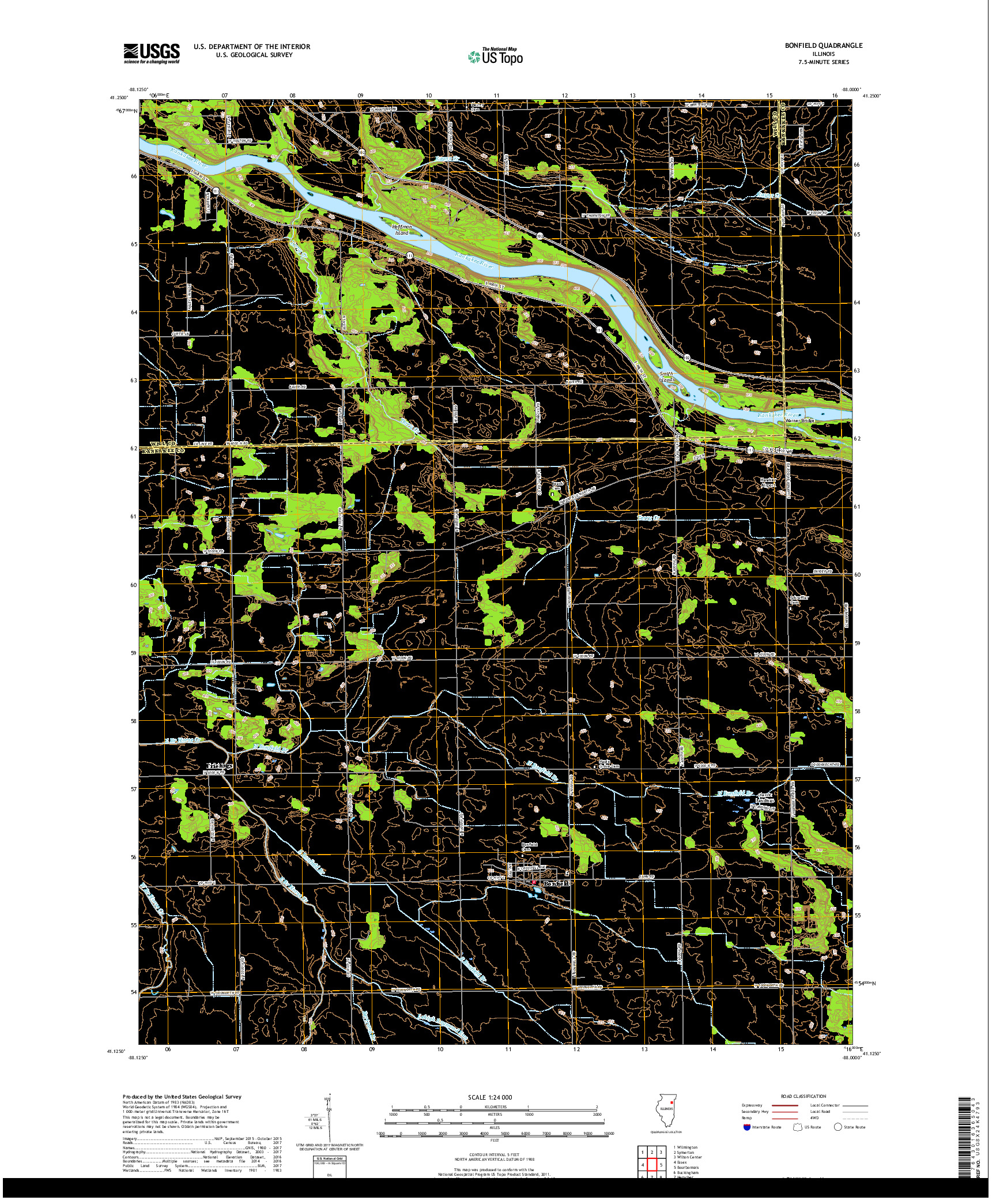 USGS US TOPO 7.5-MINUTE MAP FOR BONFIELD, IL 2018