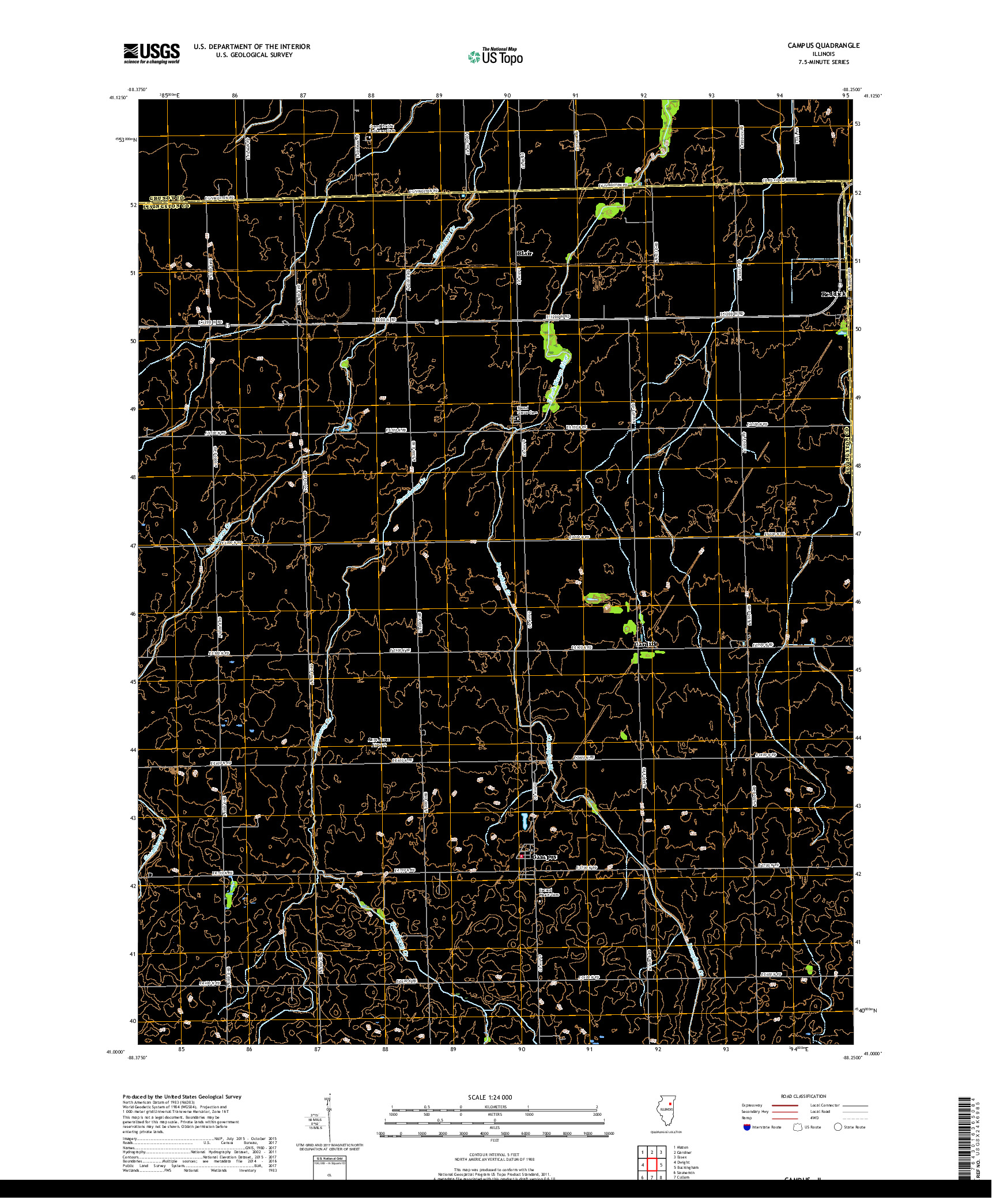 USGS US TOPO 7.5-MINUTE MAP FOR CAMPUS, IL 2018