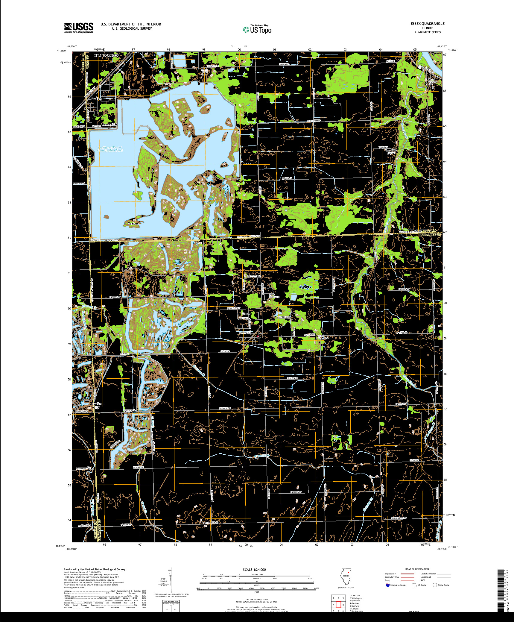 USGS US TOPO 7.5-MINUTE MAP FOR ESSEX, IL 2018