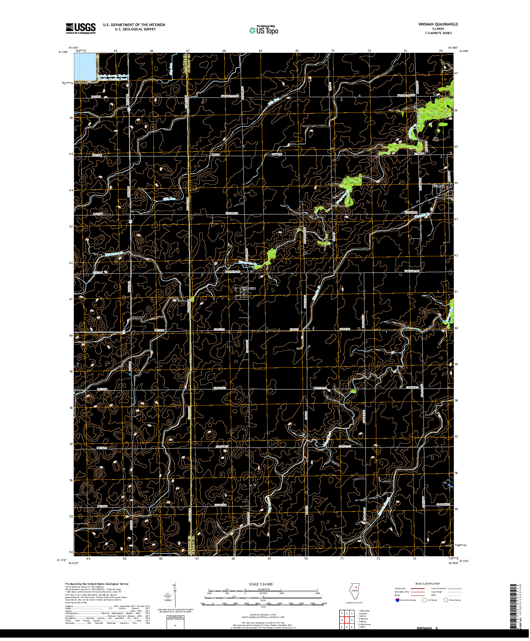 USGS US TOPO 7.5-MINUTE MAP FOR KINSMAN, IL 2018