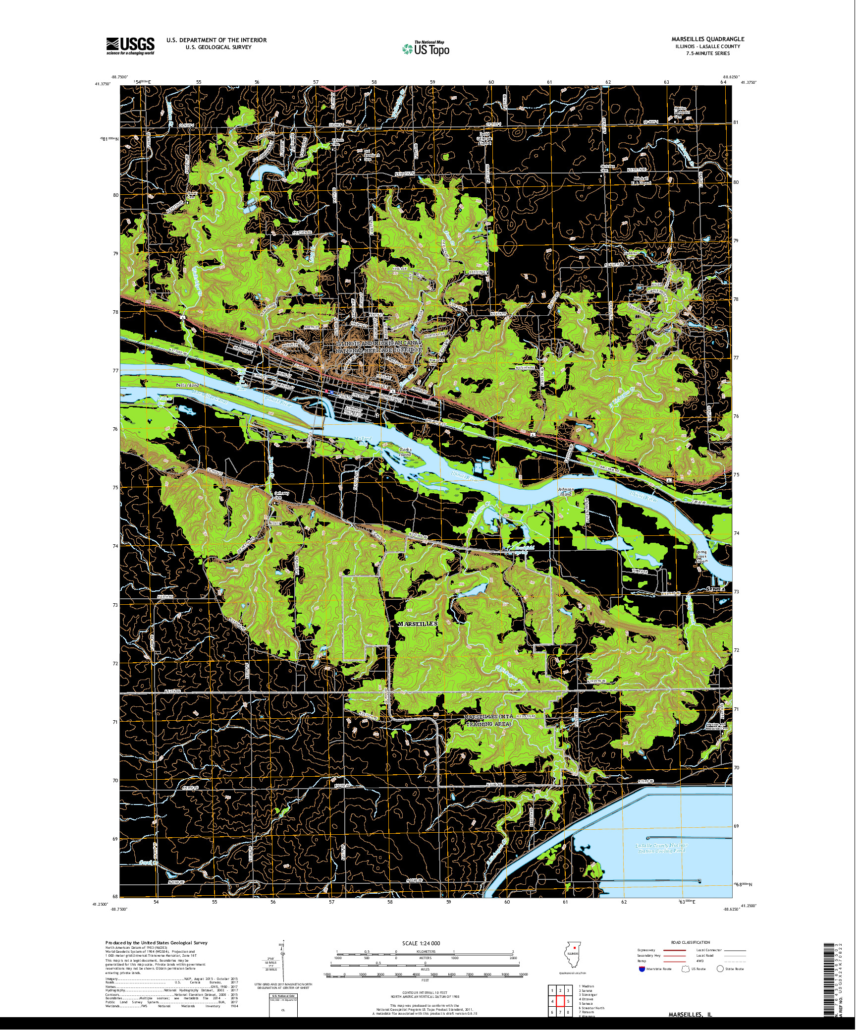 USGS US TOPO 7.5-MINUTE MAP FOR MARSEILLES, IL 2018