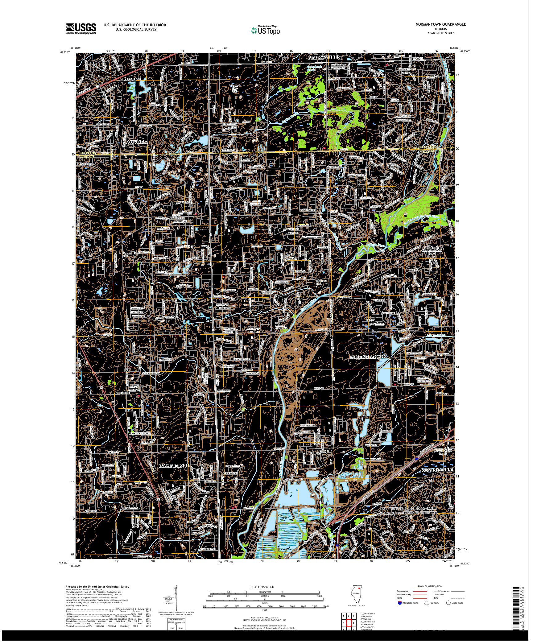 USGS US TOPO 7.5-MINUTE MAP FOR NORMANTOWN, IL 2018