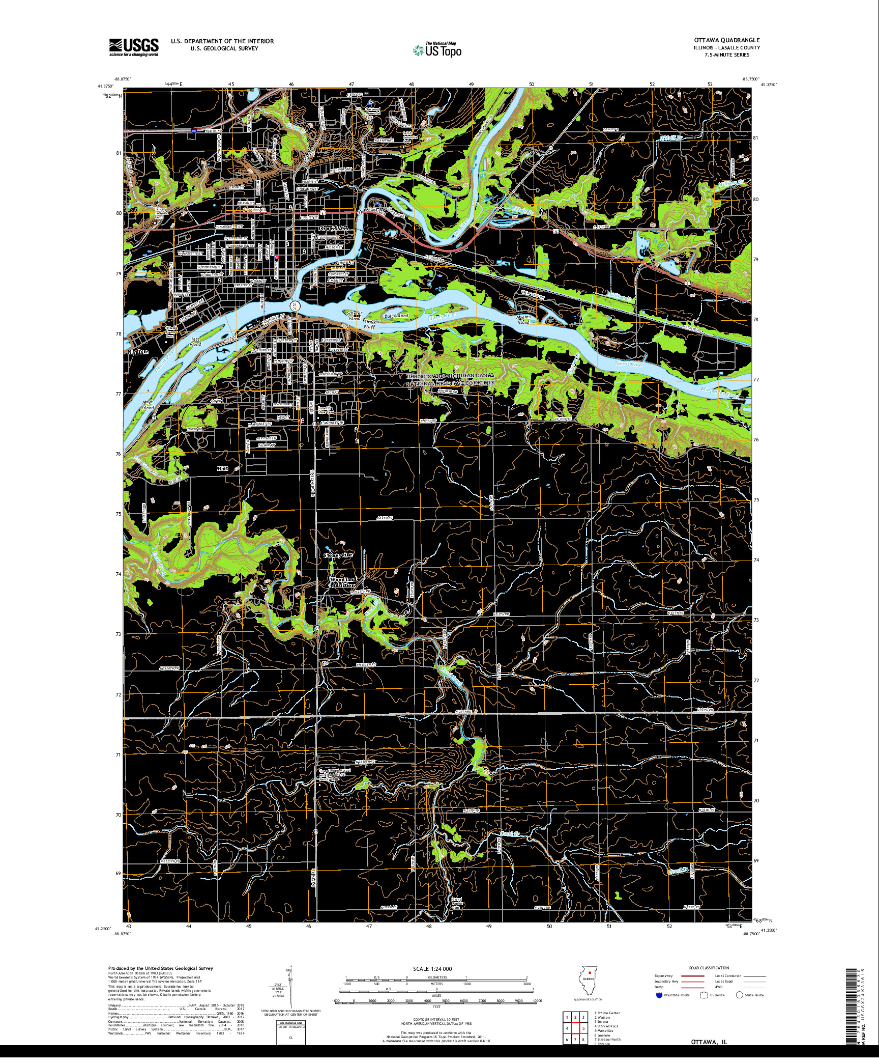 USGS US TOPO 7.5-MINUTE MAP FOR OTTAWA, IL 2018