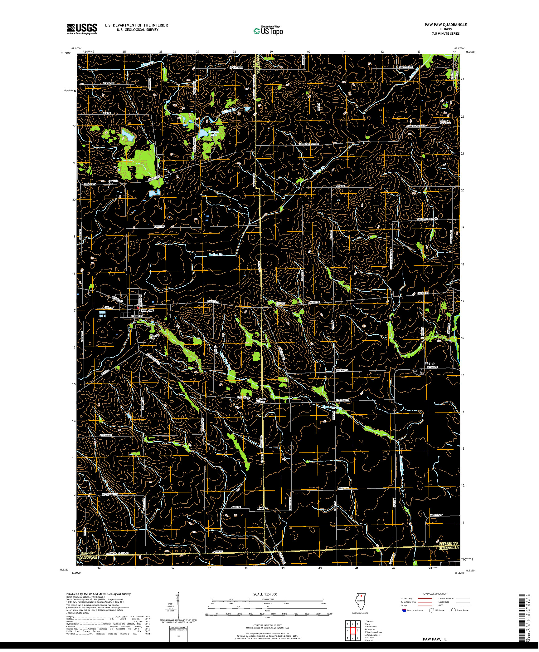 USGS US TOPO 7.5-MINUTE MAP FOR PAW PAW, IL 2018