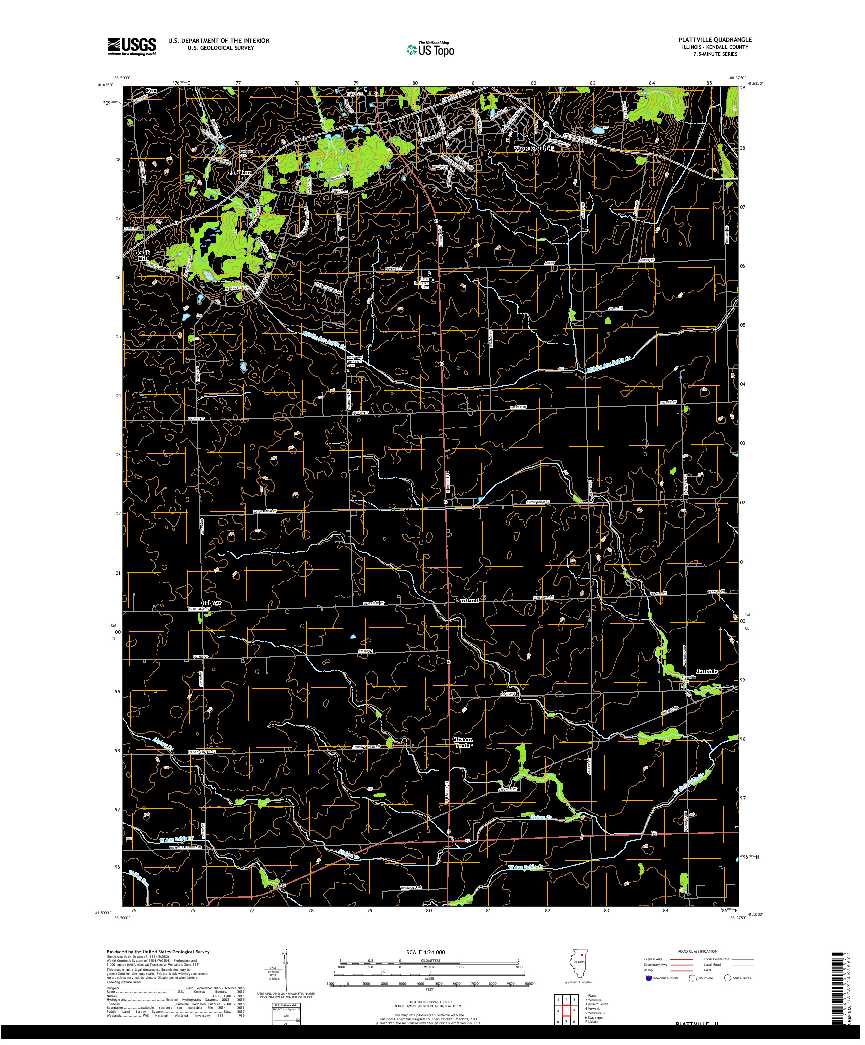 USGS US TOPO 7.5-MINUTE MAP FOR PLATTVILLE, IL 2018