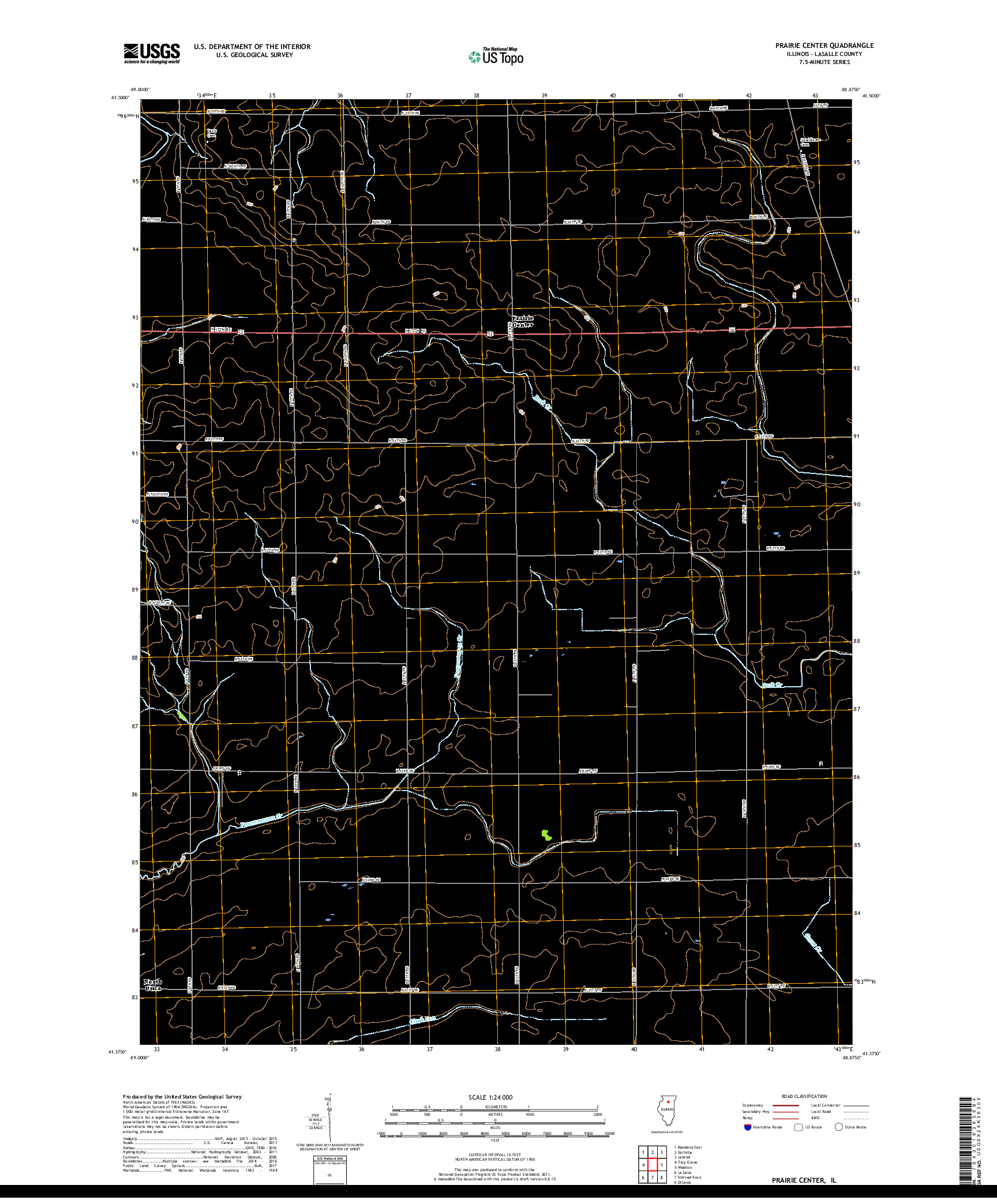 USGS US TOPO 7.5-MINUTE MAP FOR PRAIRIE CENTER, IL 2018