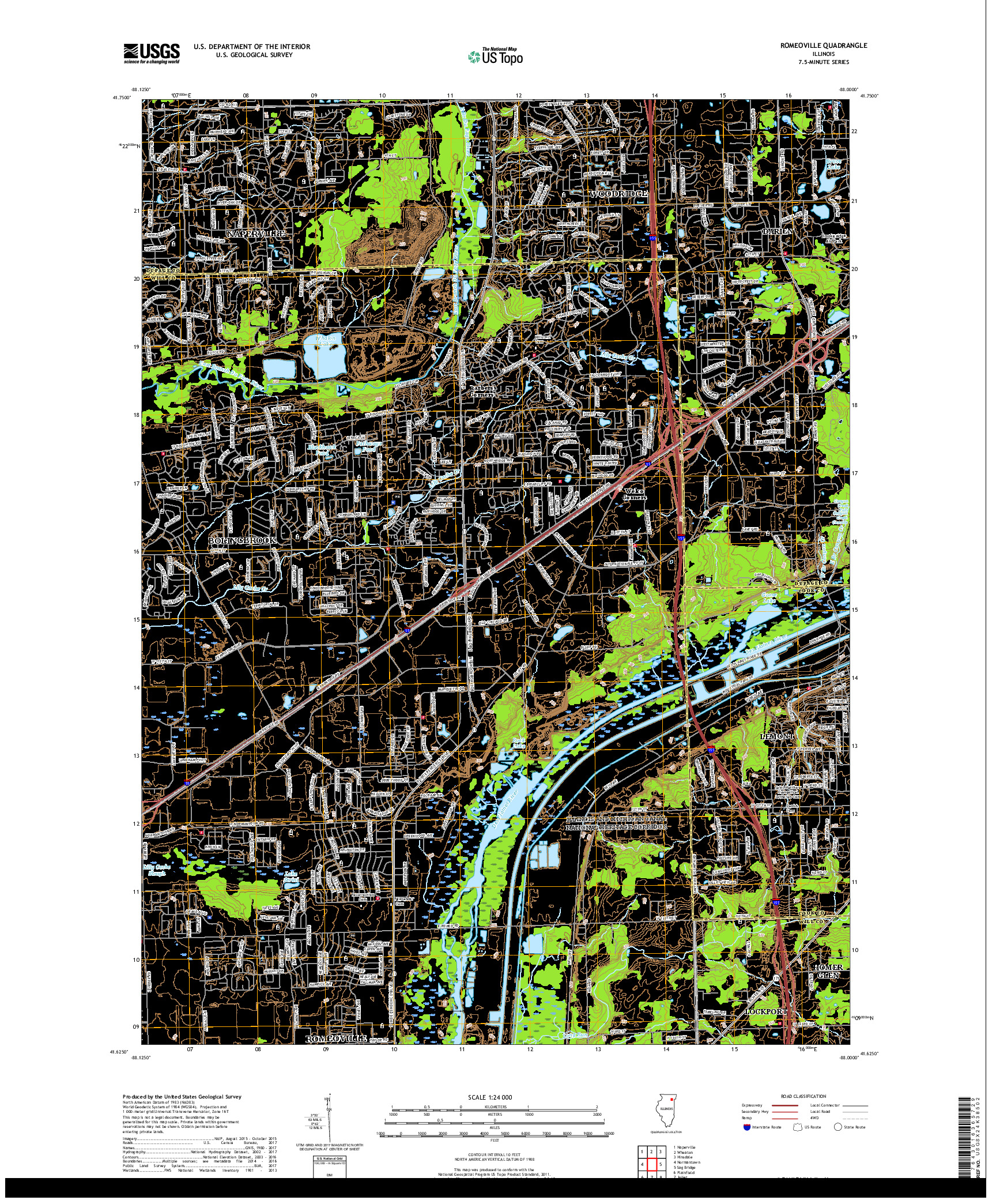 USGS US TOPO 7.5-MINUTE MAP FOR ROMEOVILLE, IL 2018