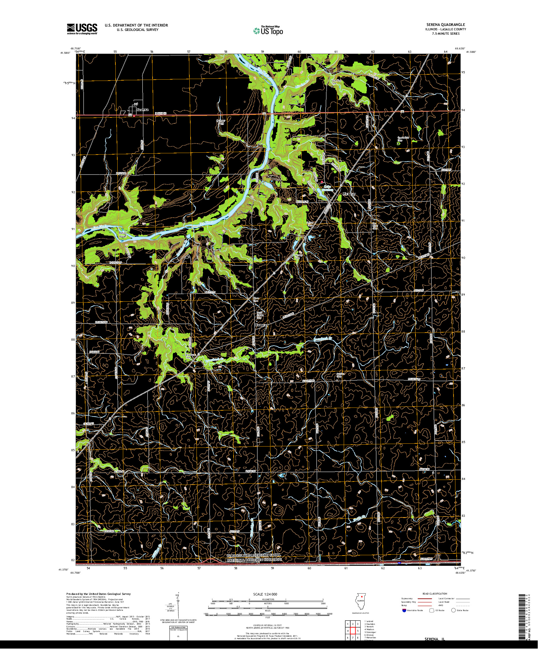 USGS US TOPO 7.5-MINUTE MAP FOR SERENA, IL 2018