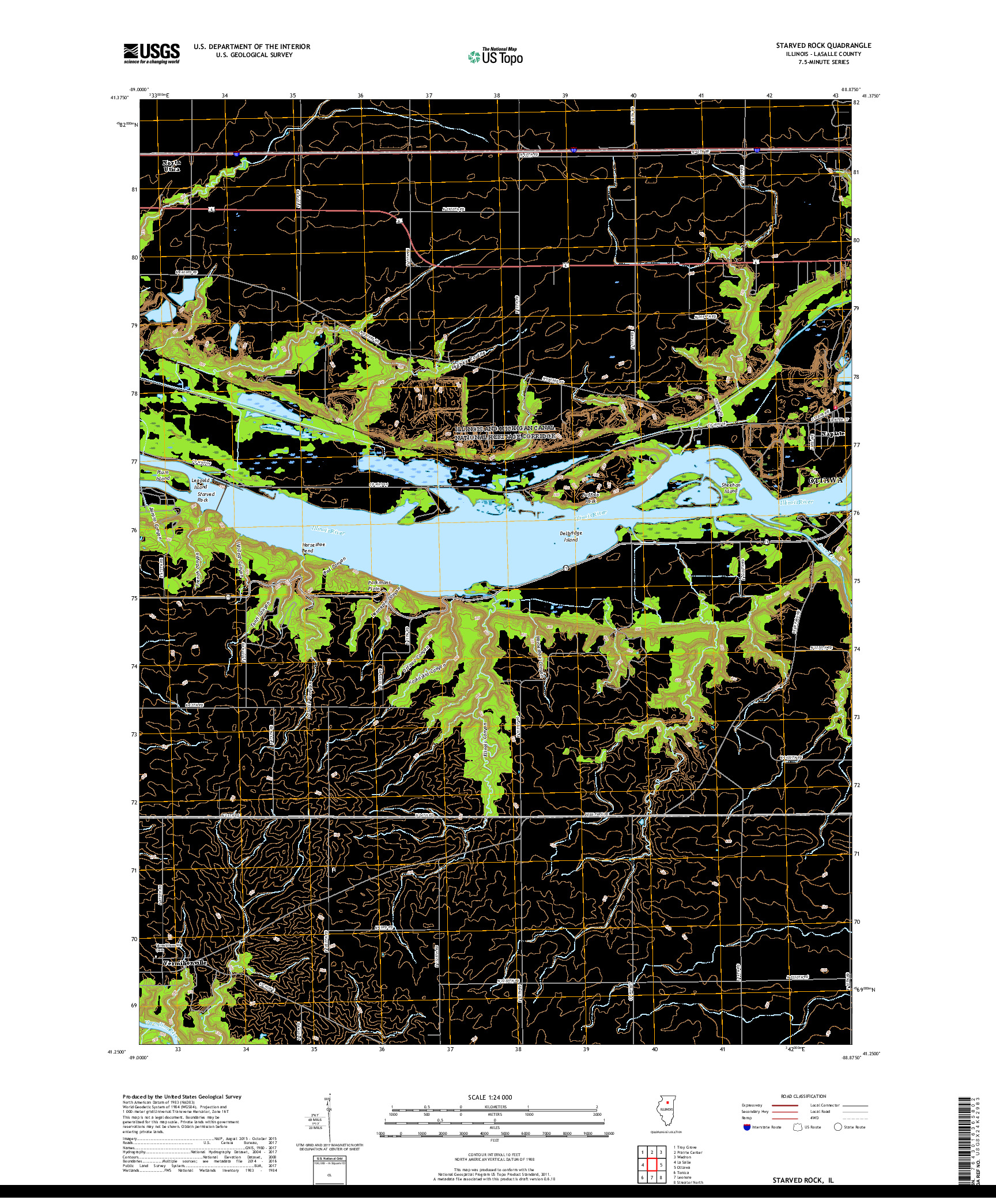 USGS US TOPO 7.5-MINUTE MAP FOR STARVED ROCK, IL 2018