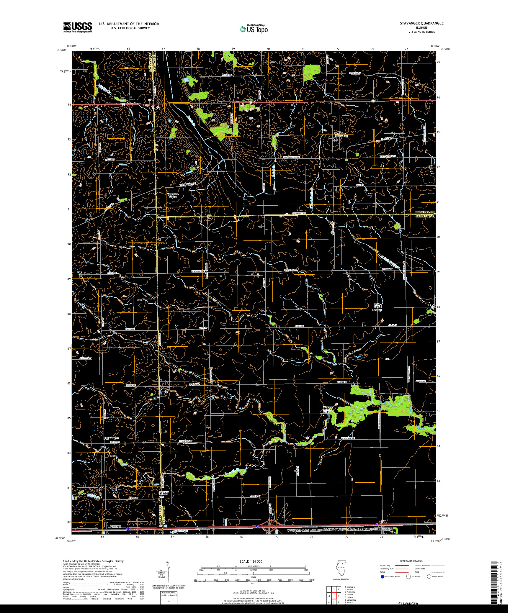 USGS US TOPO 7.5-MINUTE MAP FOR STAVANGER, IL 2018