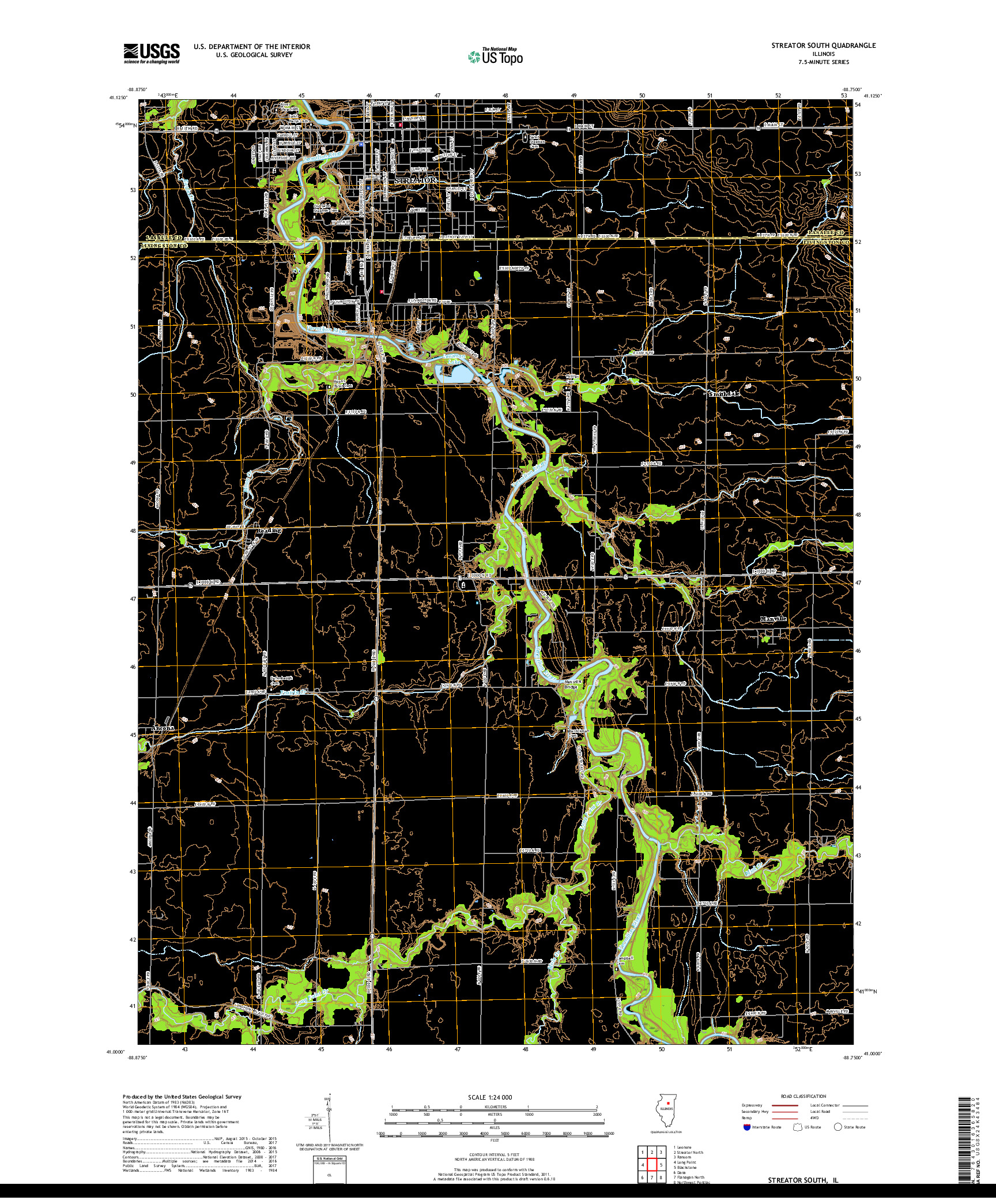 USGS US TOPO 7.5-MINUTE MAP FOR STREATOR SOUTH, IL 2018