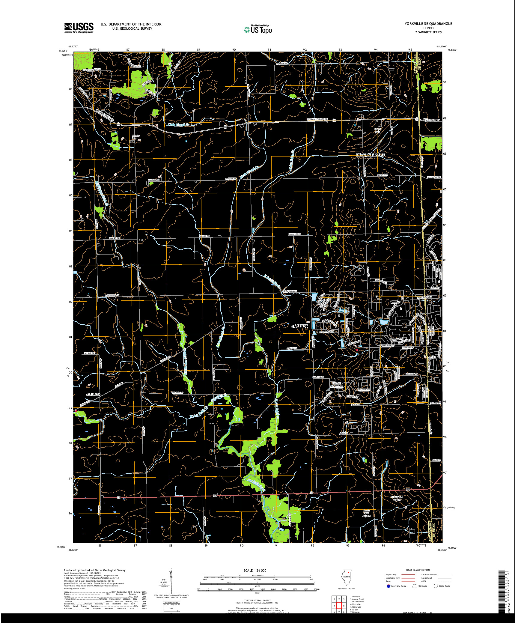 USGS US TOPO 7.5-MINUTE MAP FOR YORKVILLE SE, IL 2018