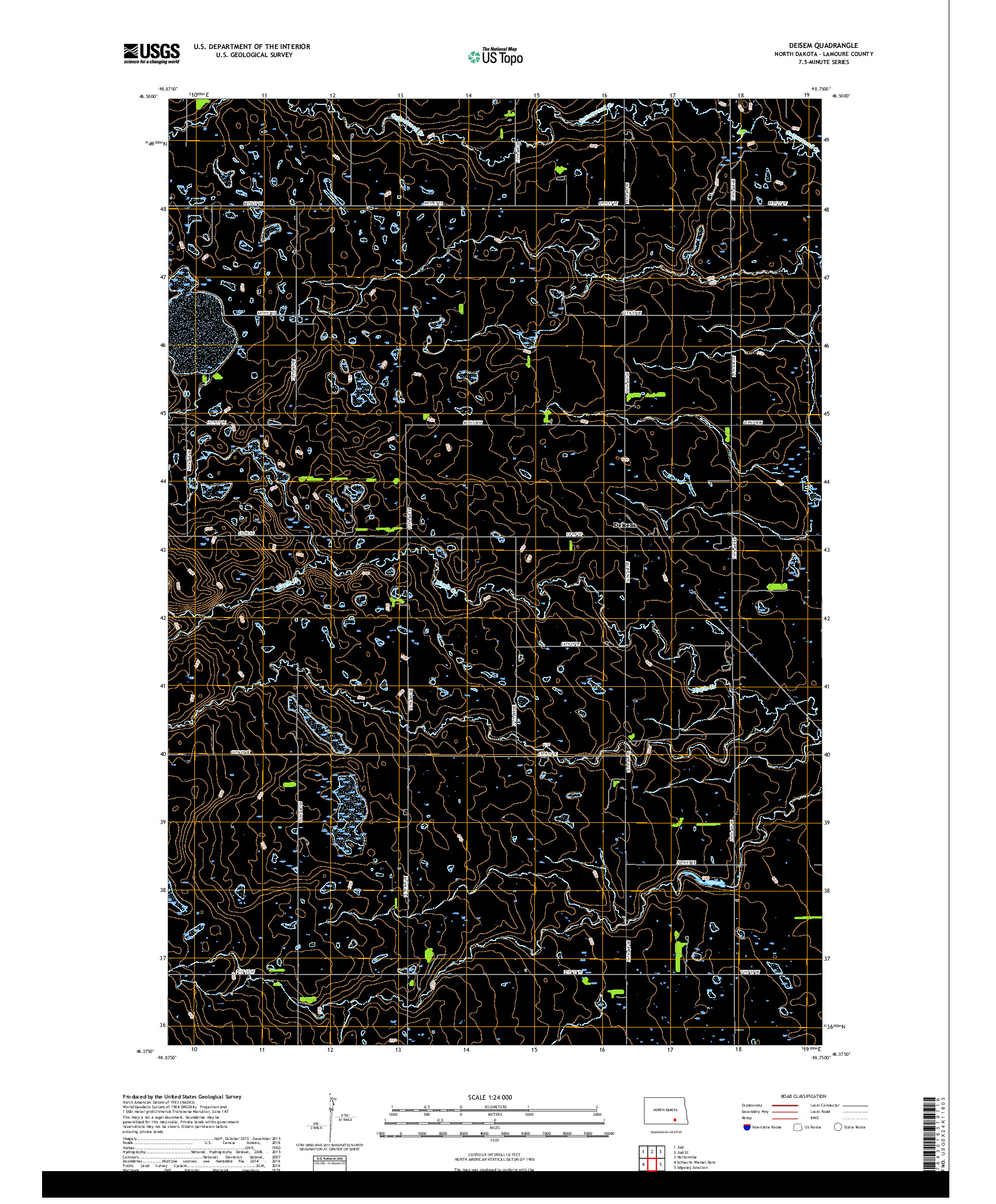 USGS US TOPO 7.5-MINUTE MAP FOR DEISEM, ND 2018