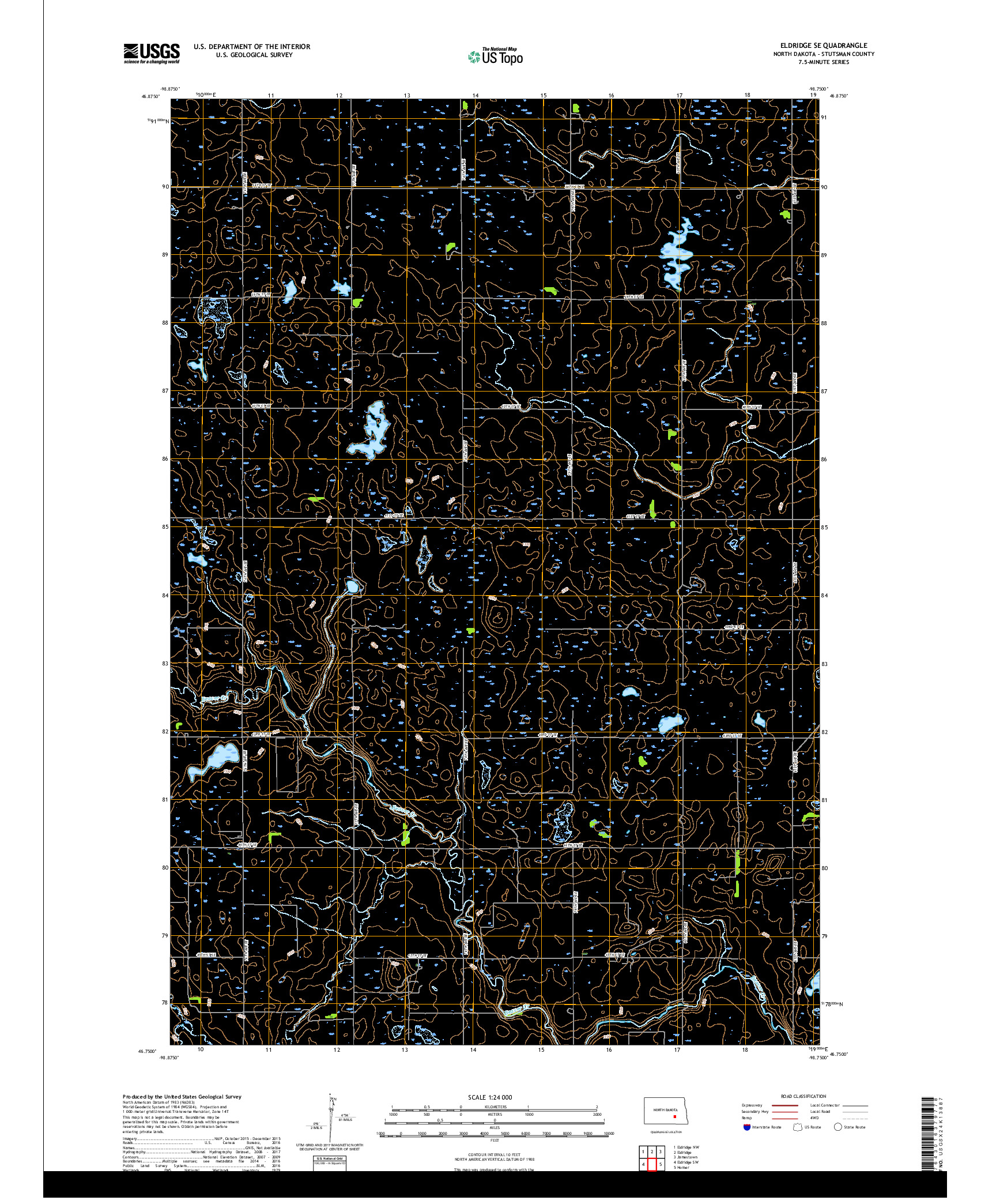 USGS US TOPO 7.5-MINUTE MAP FOR ELDRIDGE SE, ND 2018