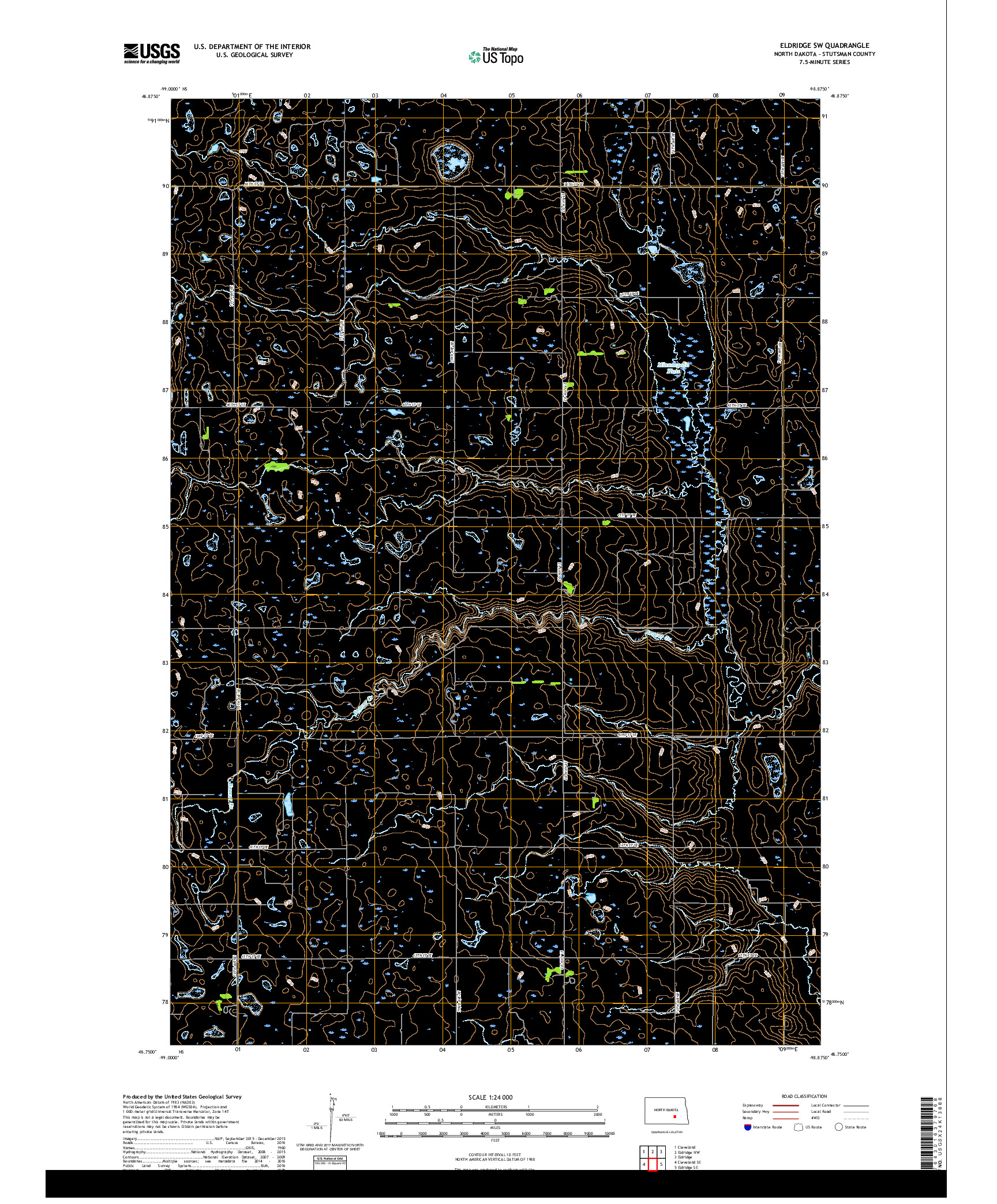 USGS US TOPO 7.5-MINUTE MAP FOR ELDRIDGE SW, ND 2018