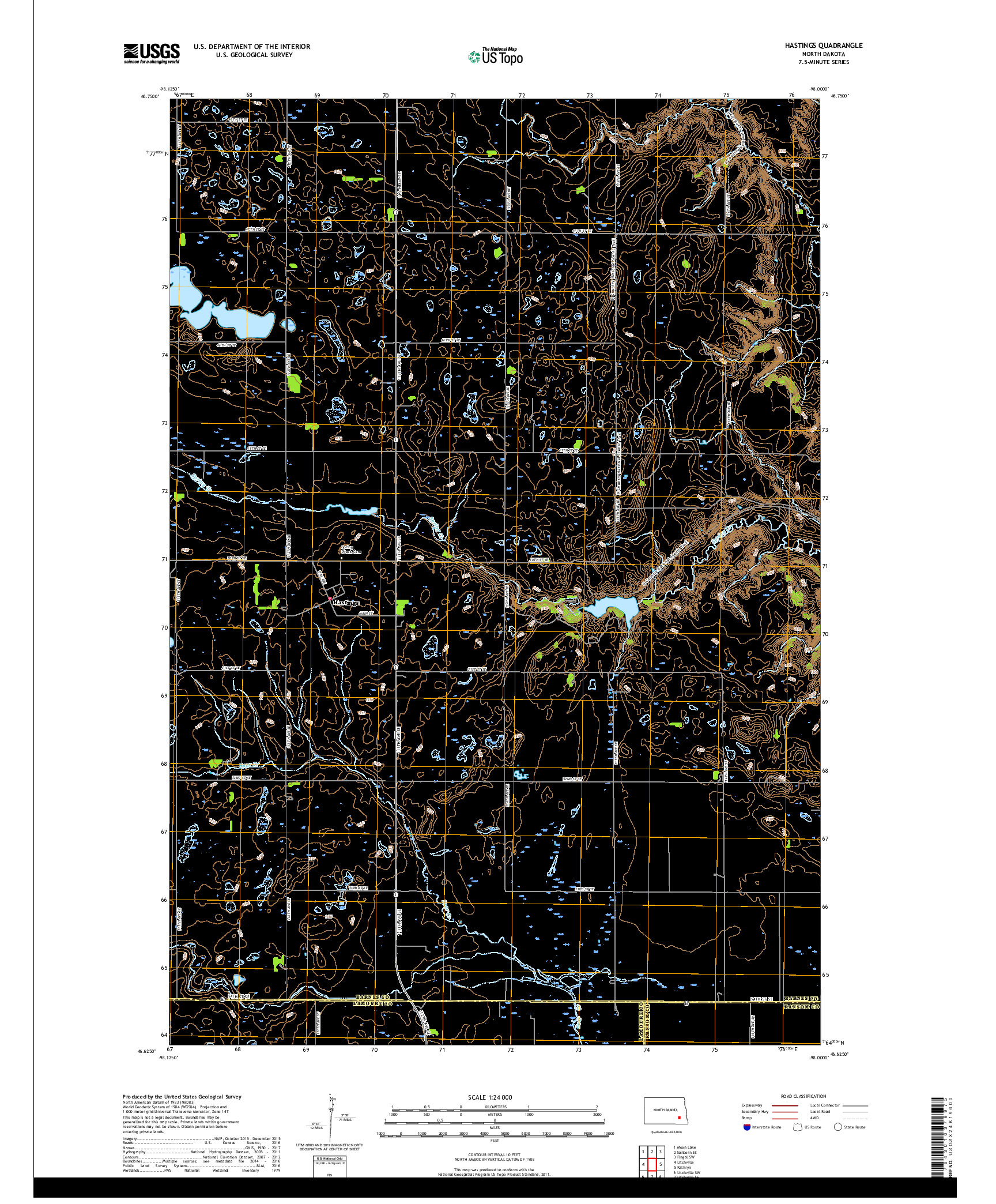 USGS US TOPO 7.5-MINUTE MAP FOR HASTINGS, ND 2018