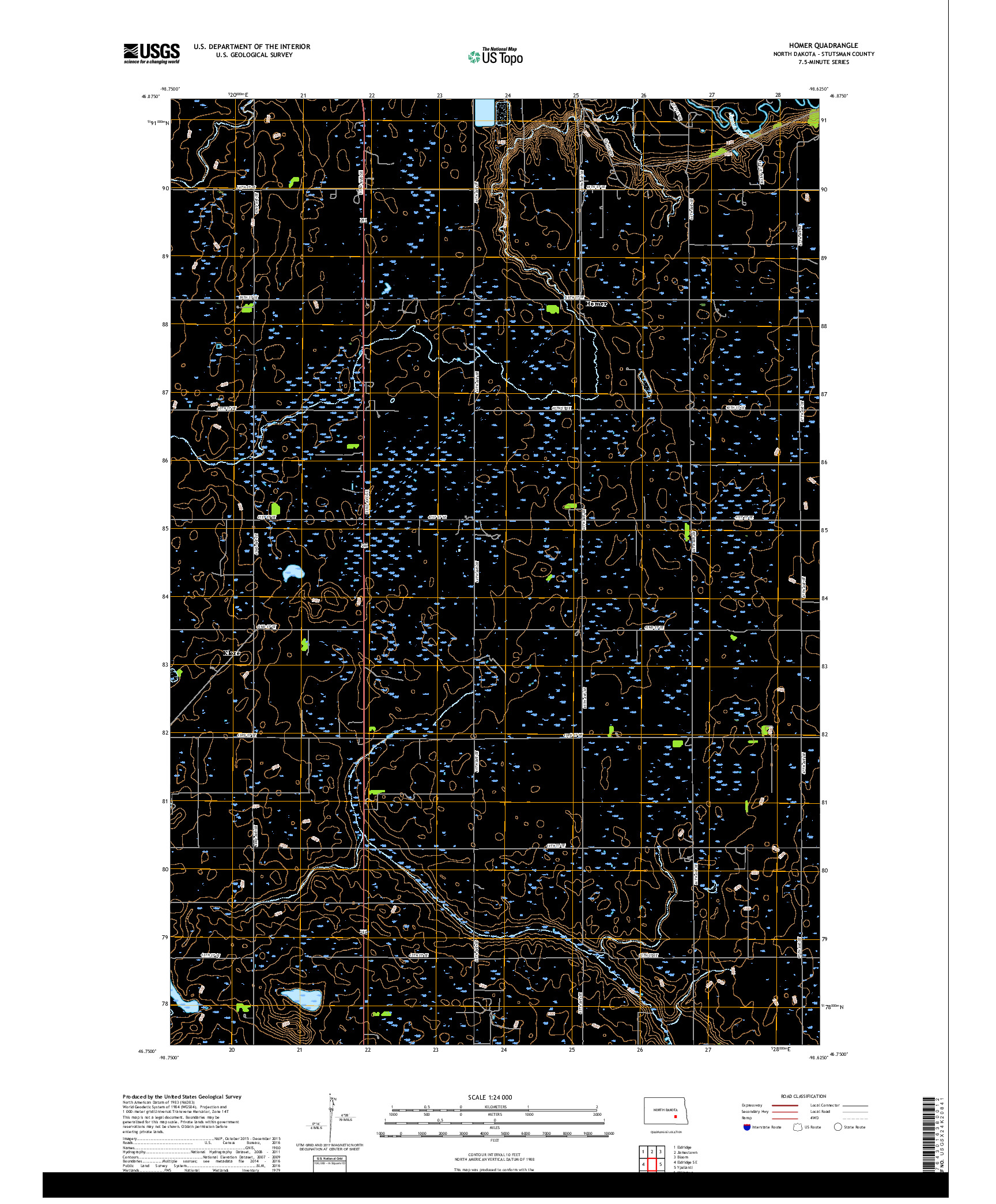 USGS US TOPO 7.5-MINUTE MAP FOR HOMER, ND 2018