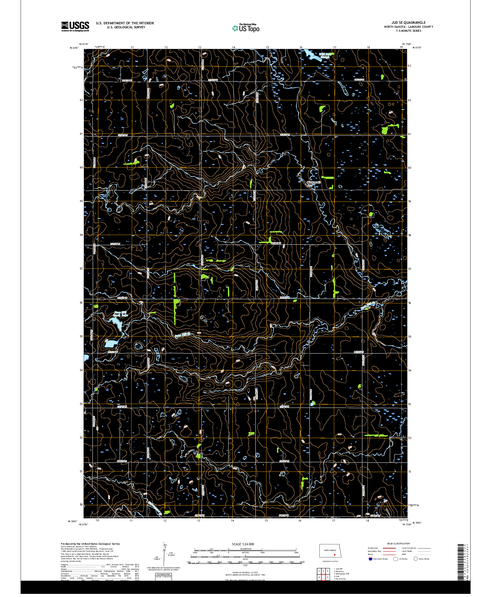 USGS US TOPO 7.5-MINUTE MAP FOR JUD SE, ND 2018