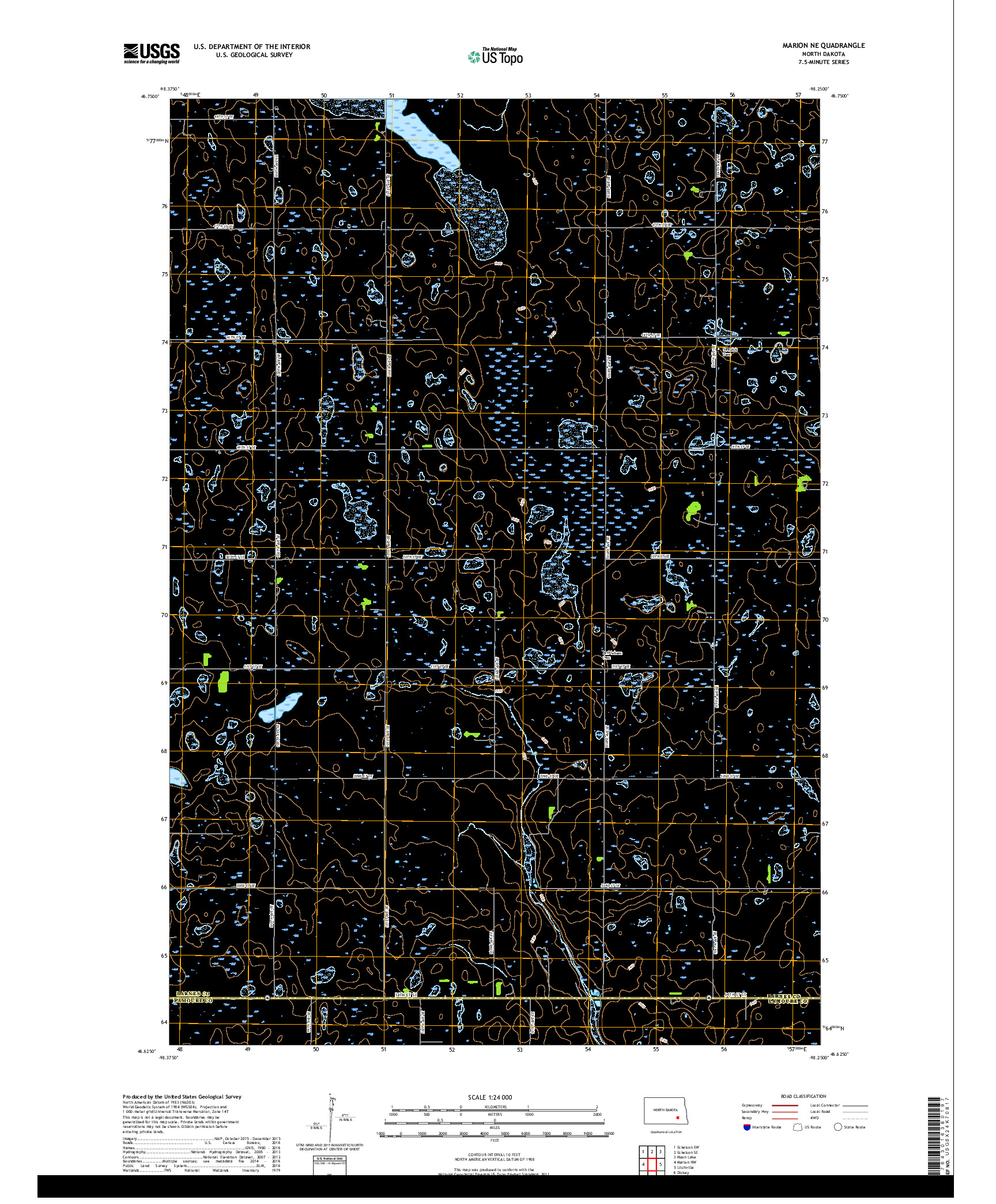 USGS US TOPO 7.5-MINUTE MAP FOR MARION NE, ND 2018